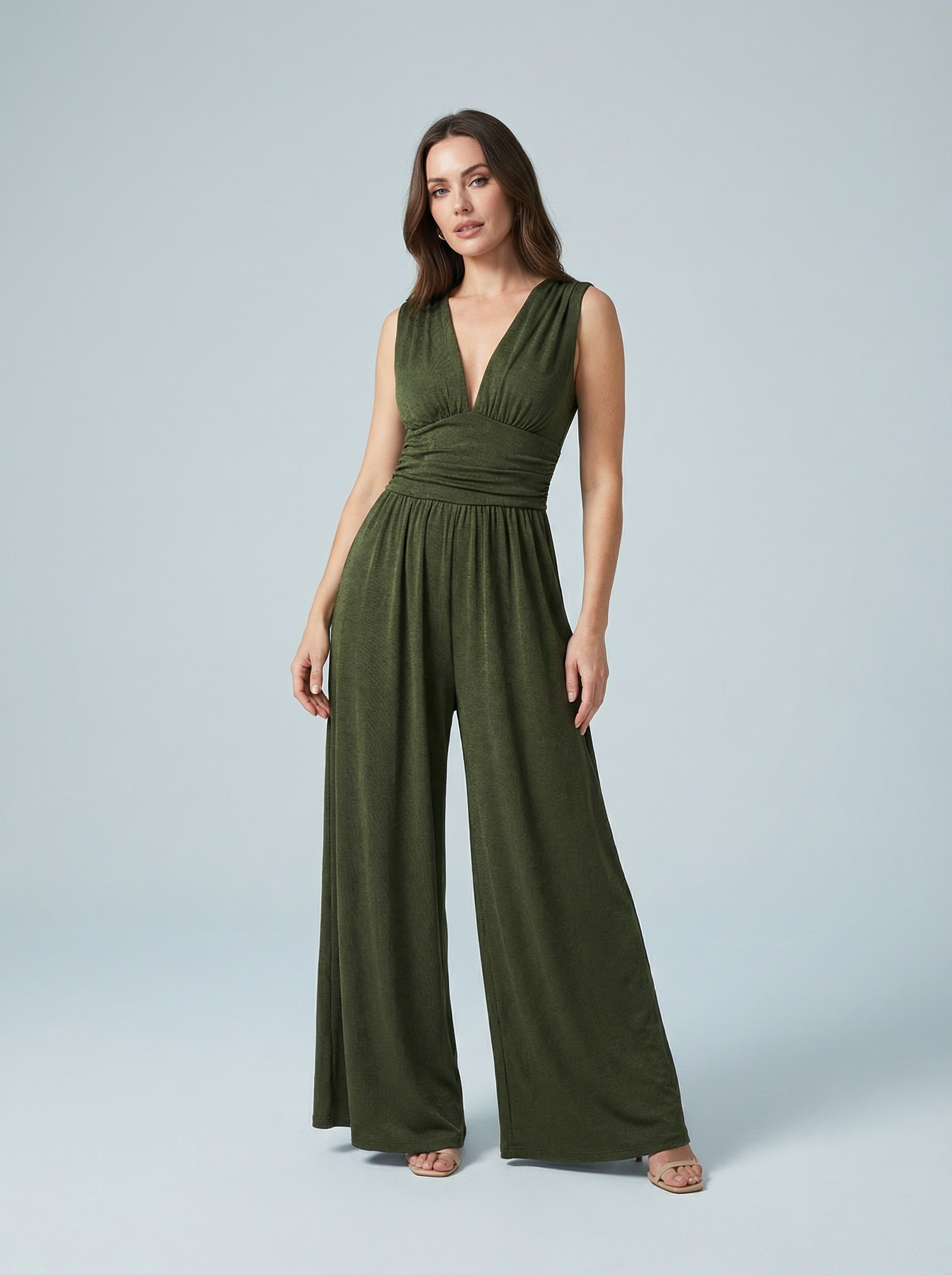 Women’s Elegant Stretch Sleeveless Wide Leg Occasion Jumpsuit