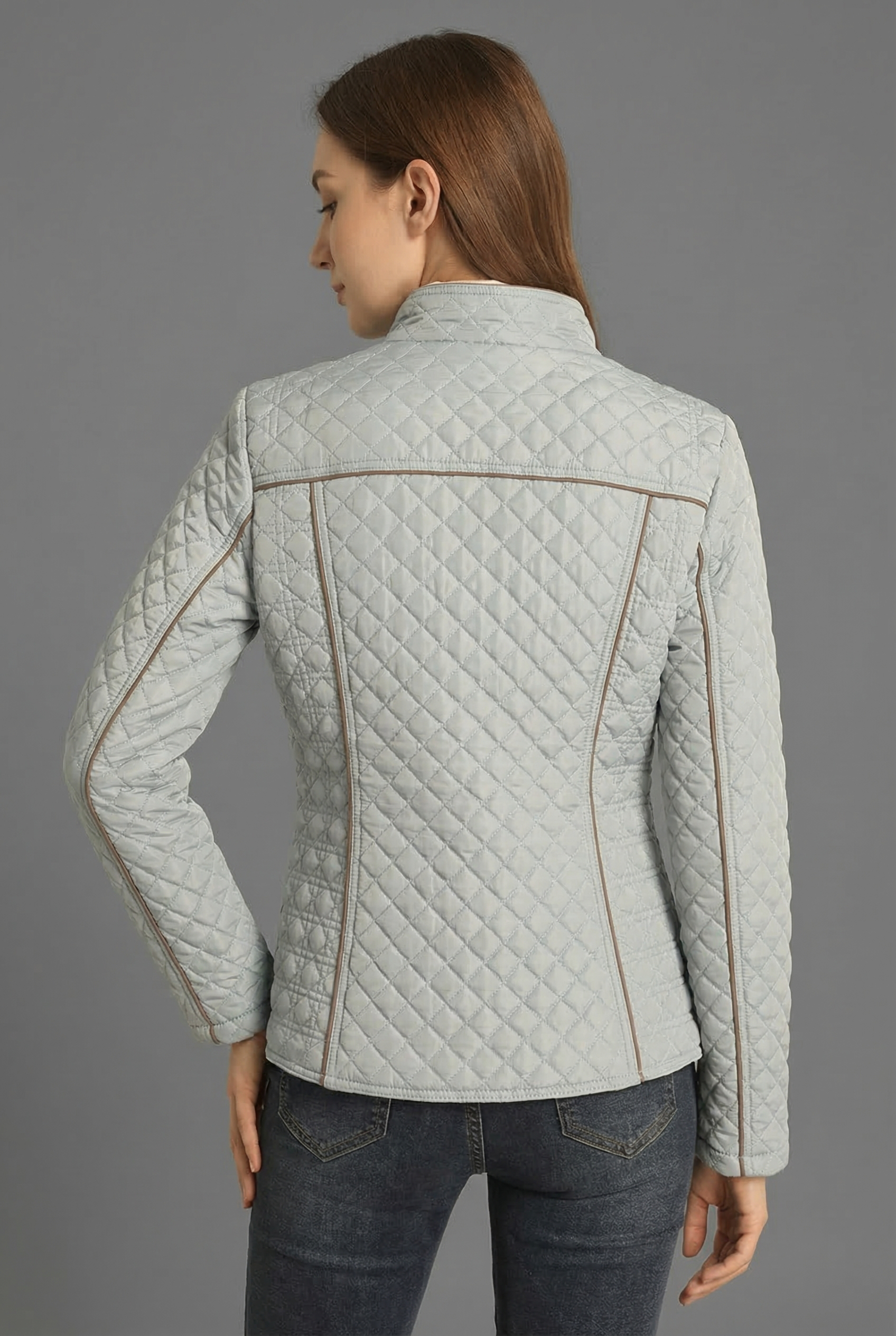 Women's Summer Quilted Zip Up Fitted Jacket