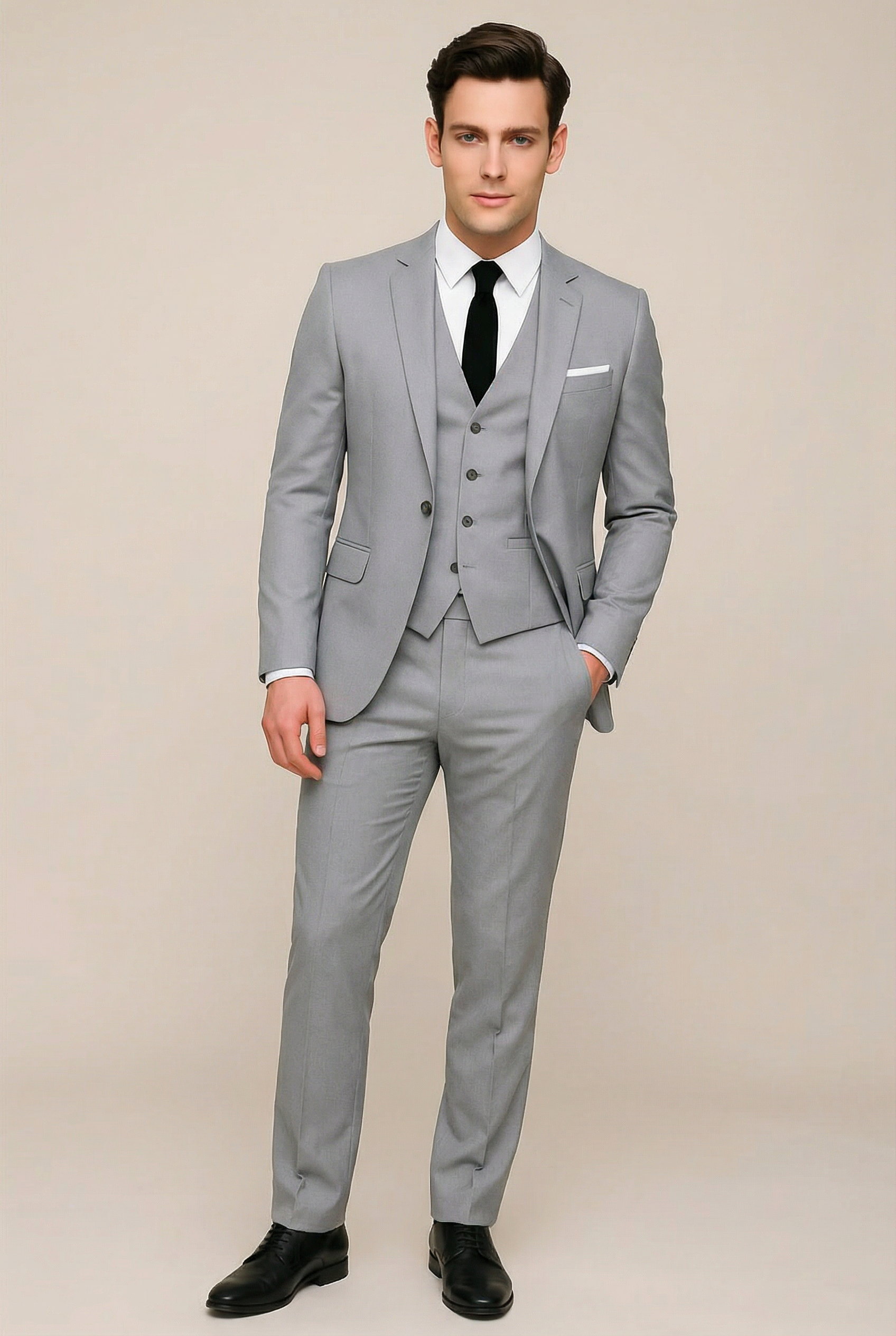 Men’s 3-Piece Slim Fit Suit – Tailored Single Breasted Formal Set
