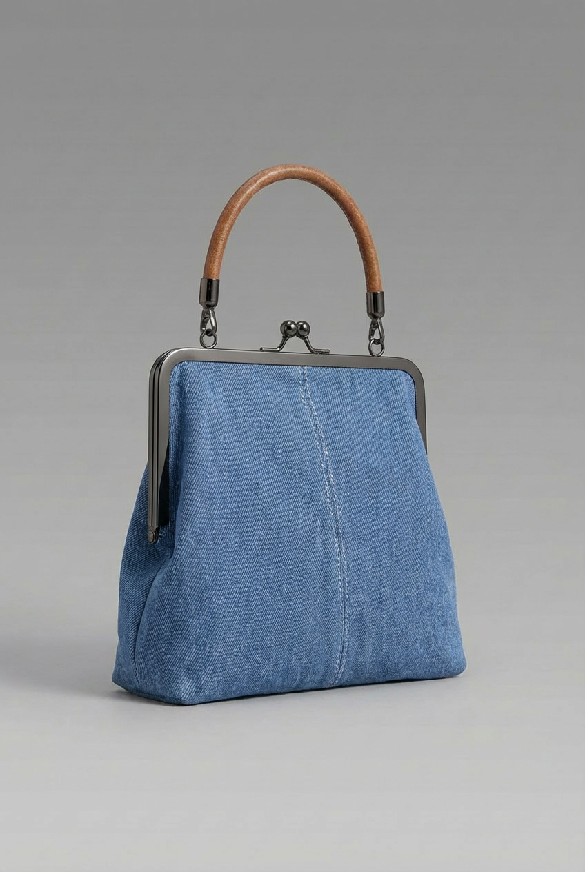 Women's Denim Frame Shoulder Bag – Structured Casual Handbag