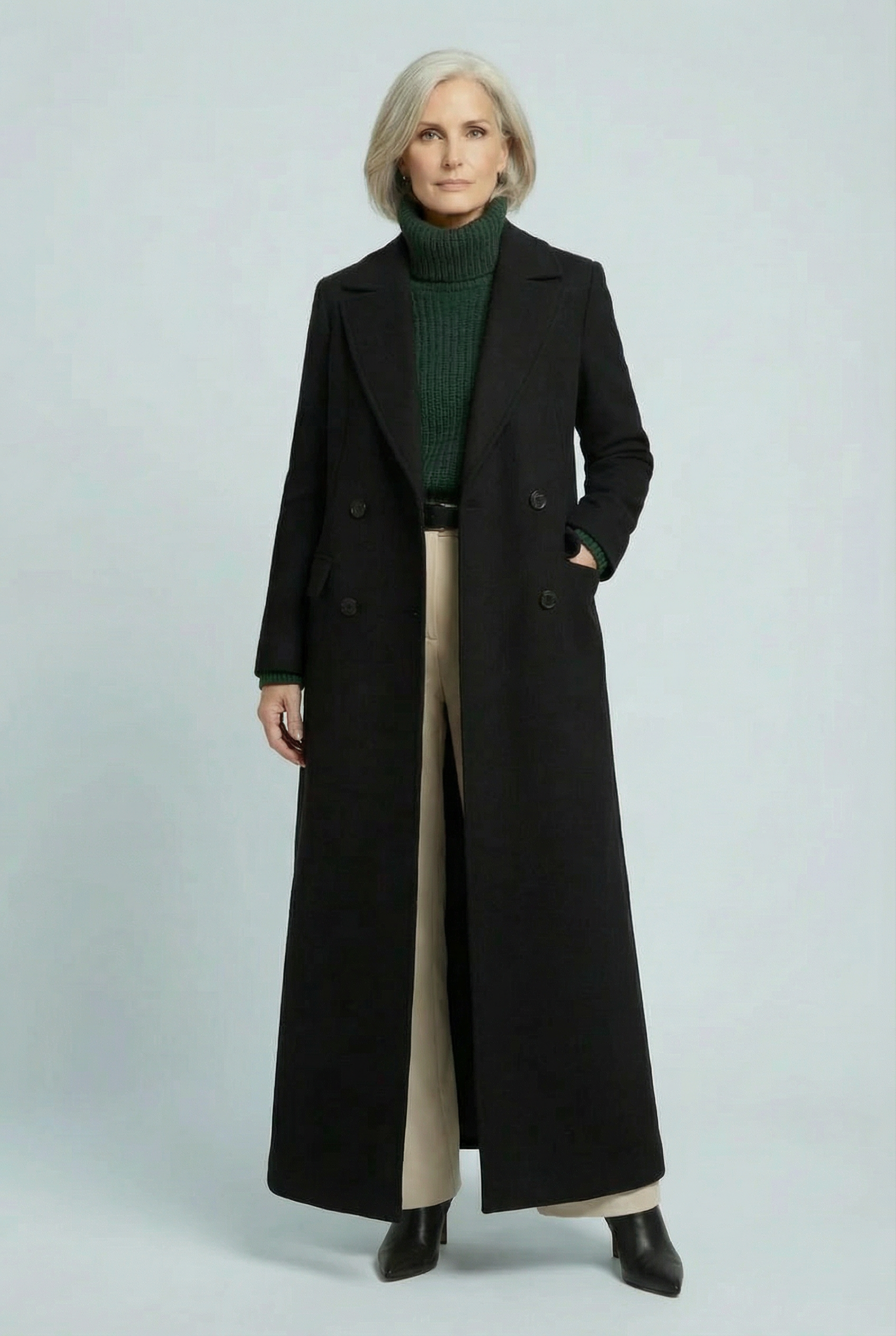 Women’s Chic Longline Elegant Wool Style Coat