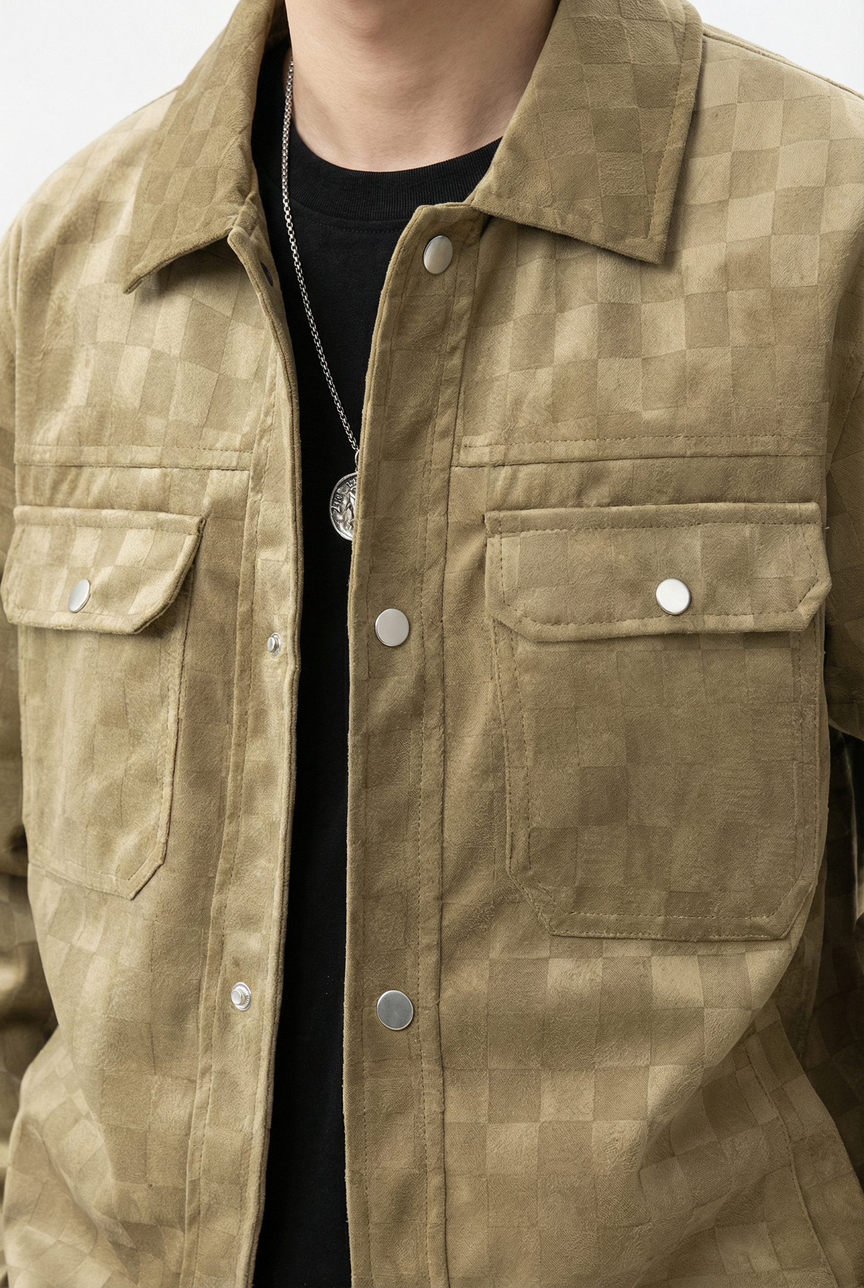 Men’s Tailored Suede Style Check Lightweight Casual Jacket