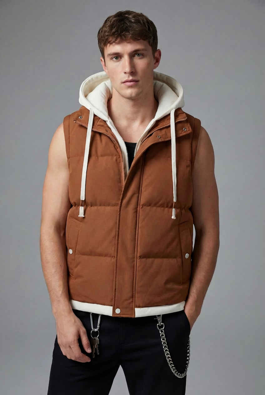 Men’s Hooded Quilted Gilet Casual Everyday Layering