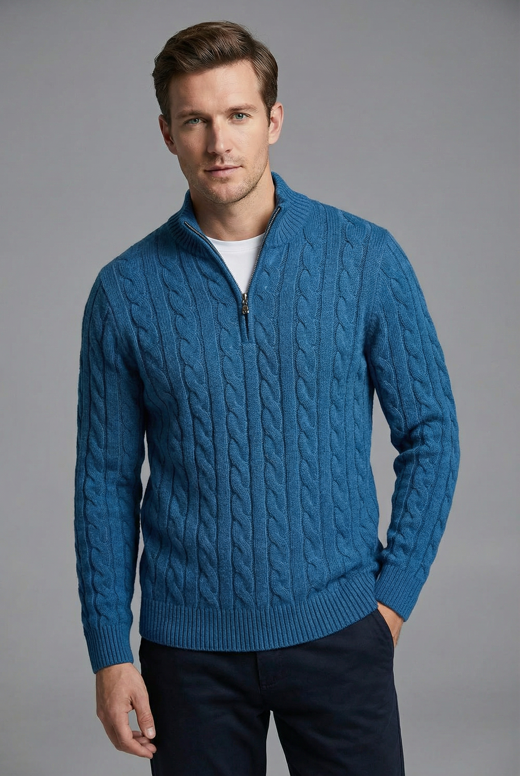 Men’s Tailored Half Zip Knit Sweater Old Money Style