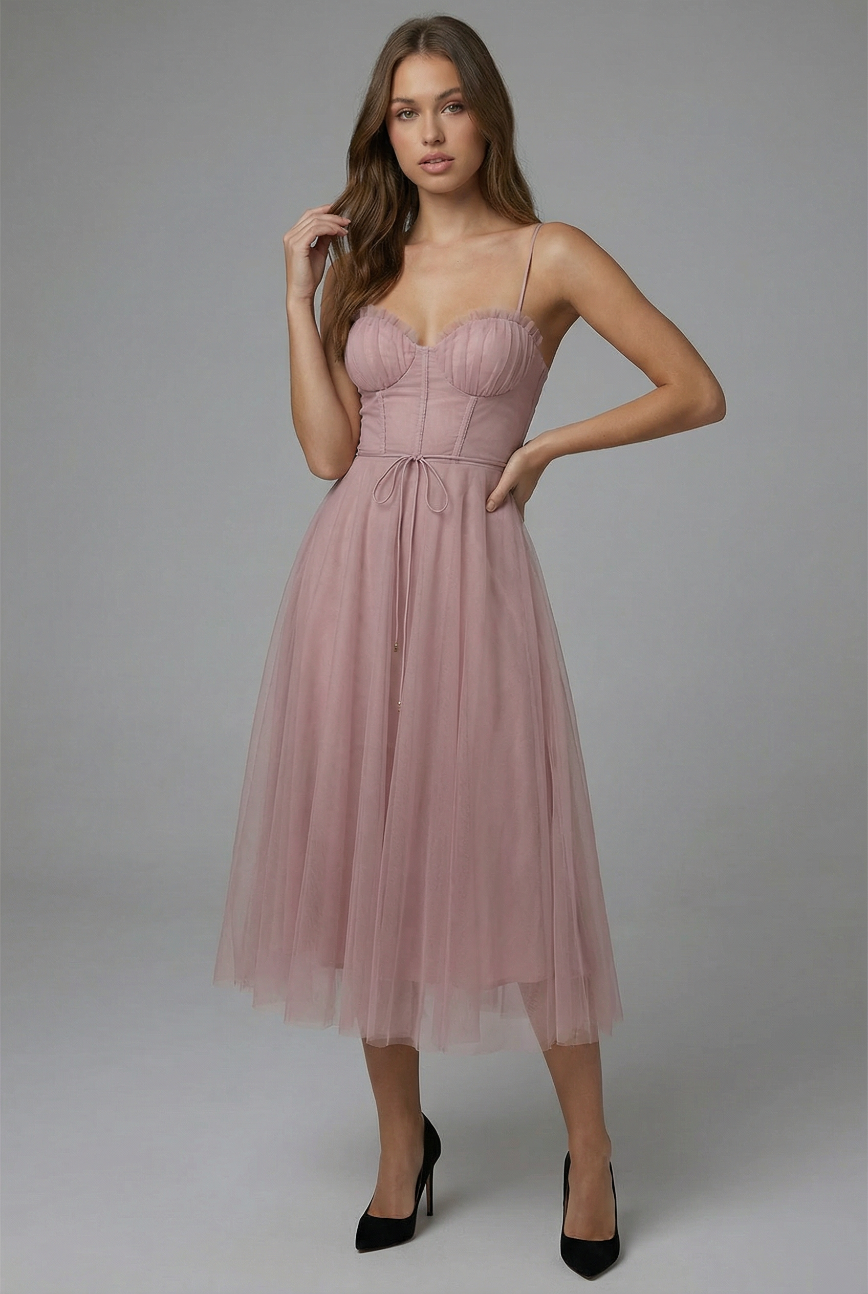 Women’s Elegant Tulle Midi Dress with Lightweight Fit