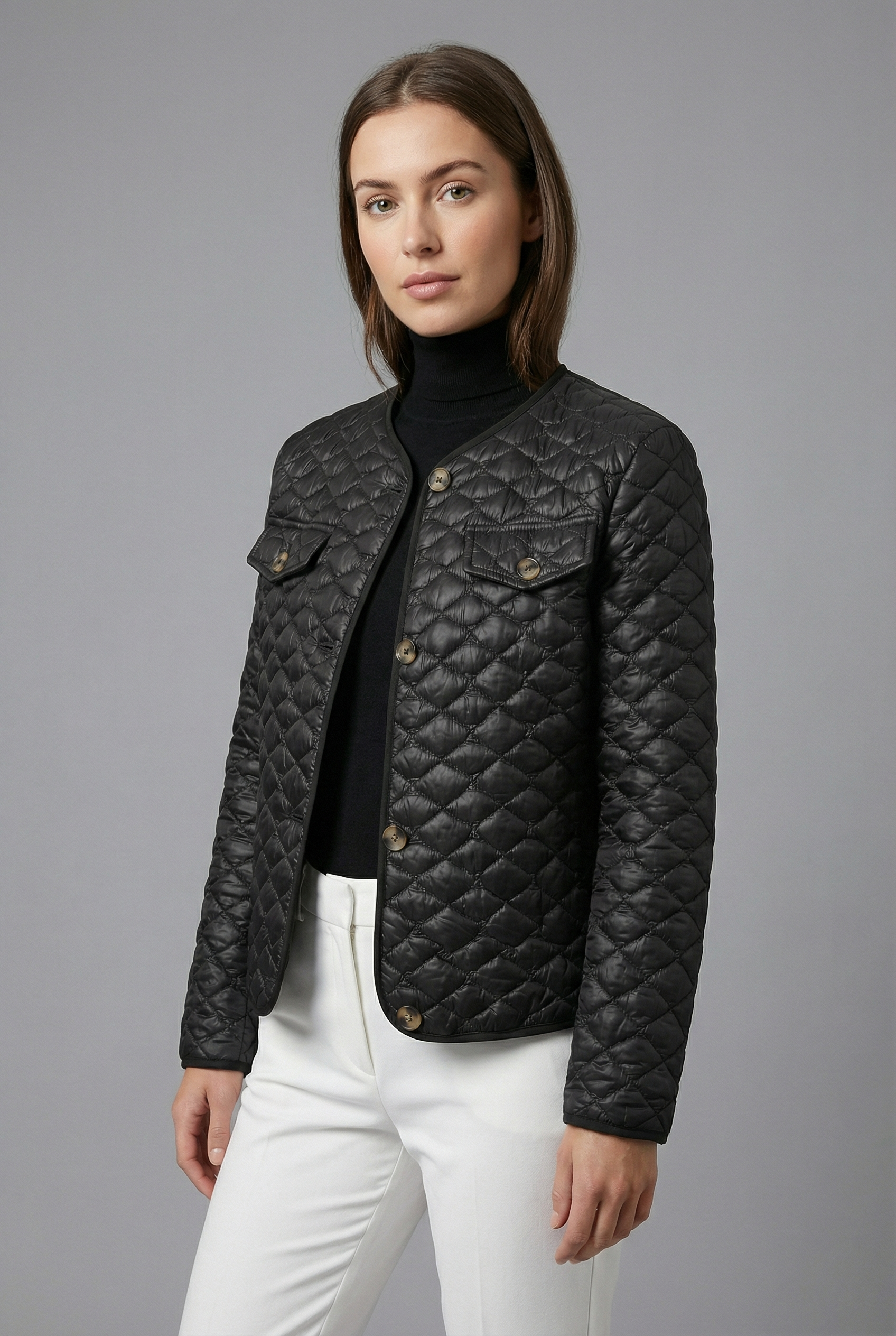 Women’s short Quilted Jacket – Lightweight Tailored Smart Casual Outerwear