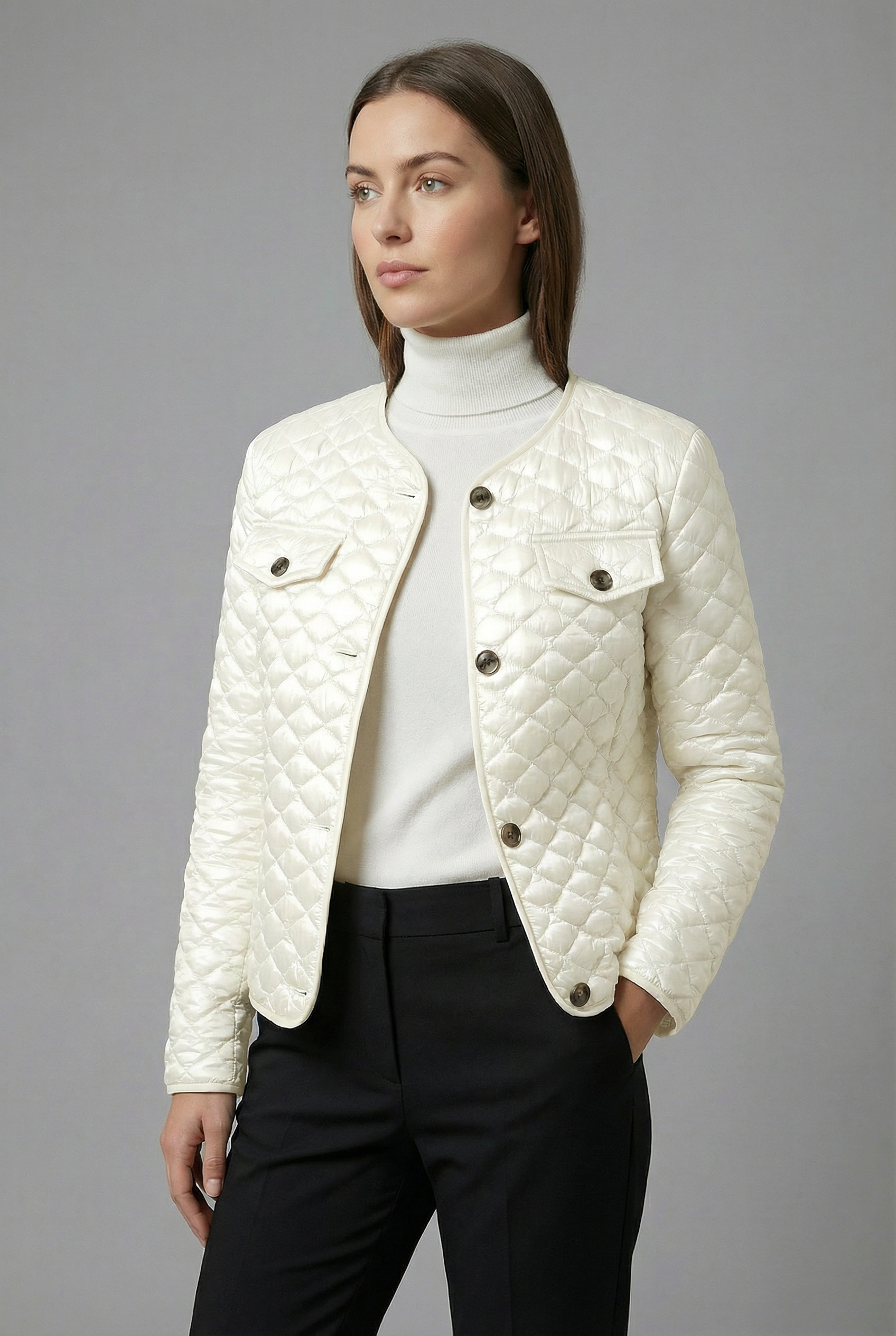 Women’s short Quilted Jacket – Lightweight Tailored Smart Casual Outerwear