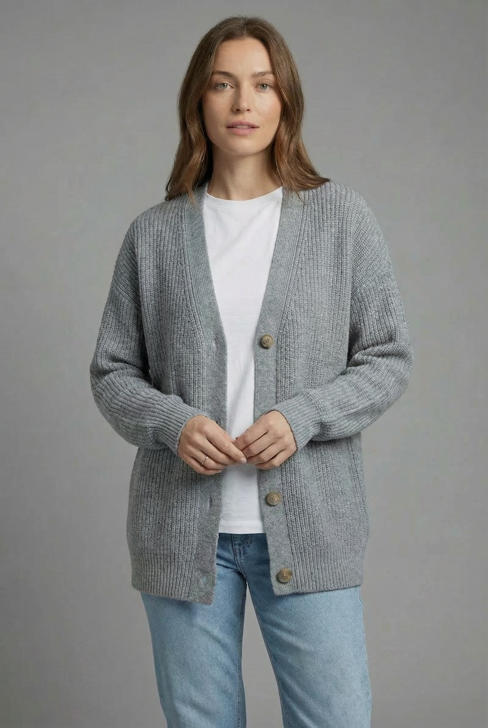 Women's Oversized Cashmere Style Cardigan – Soft Knit Layering Essential