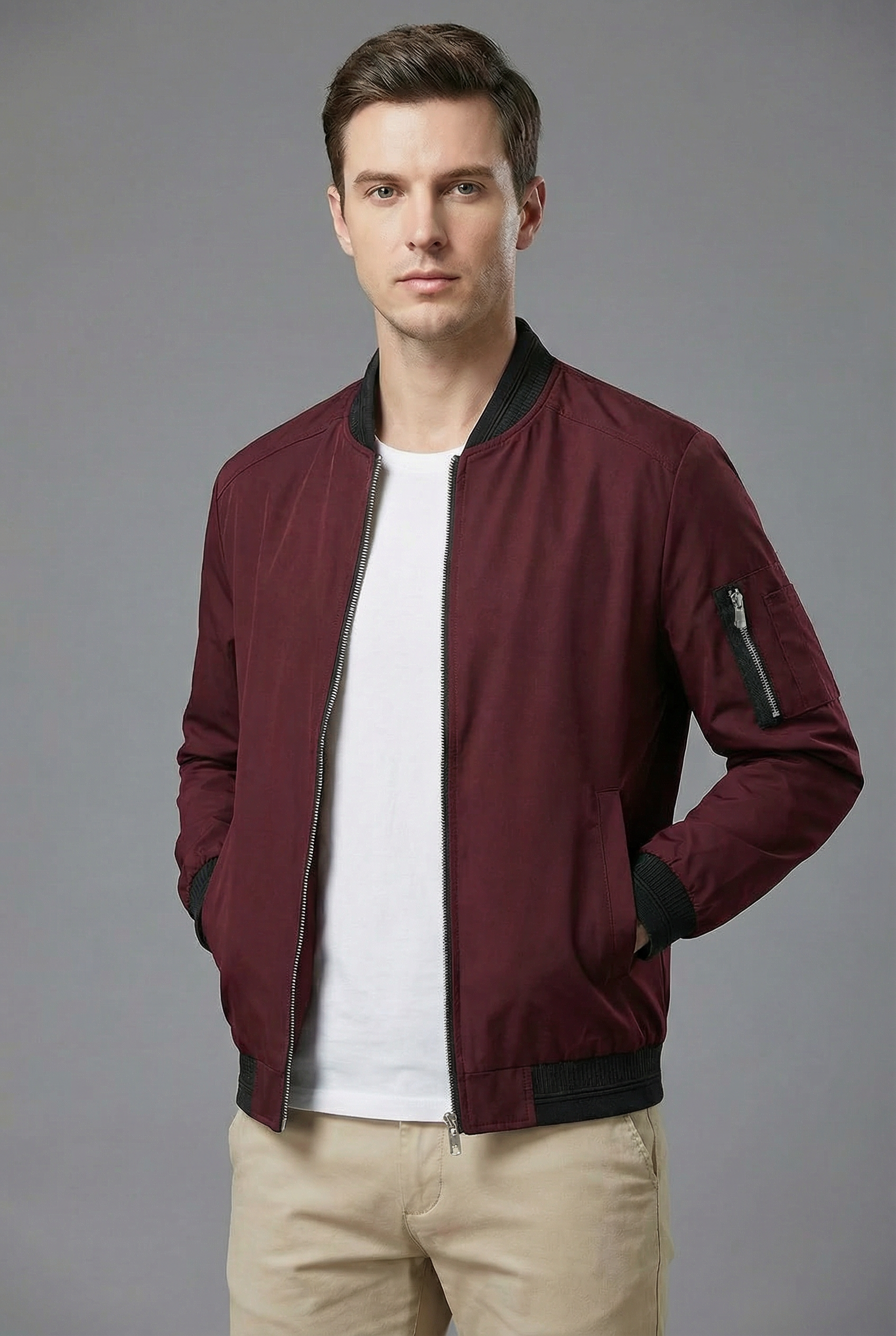 Men’s Spring Lightweight Jacket Bomber Baseball Collar