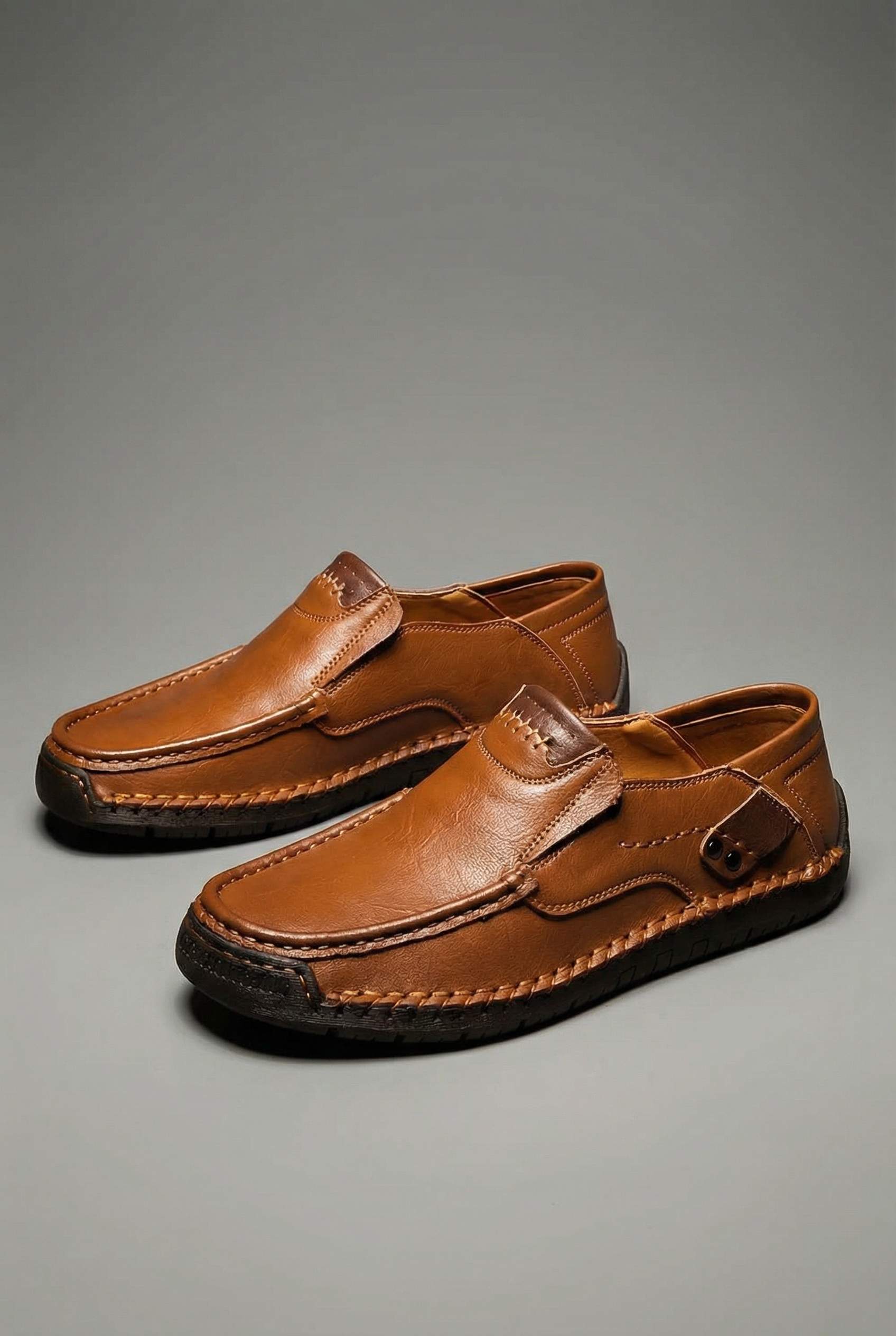 Men’s Leather Style Slip On Trainers Casual Walking Shoes