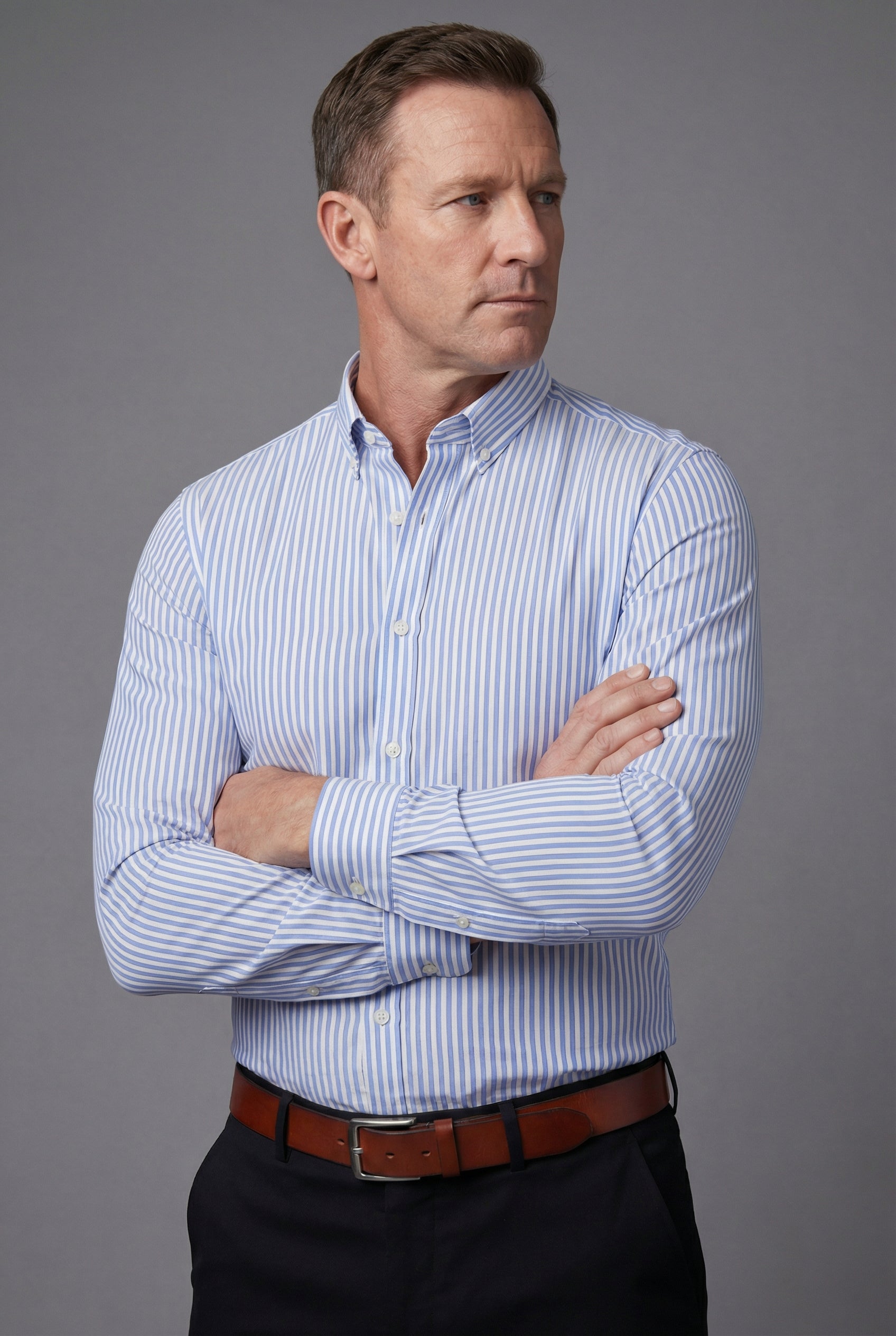 Men's Vertical Stripe Overshirt – Lightweight Layer & Smart Casual Fit