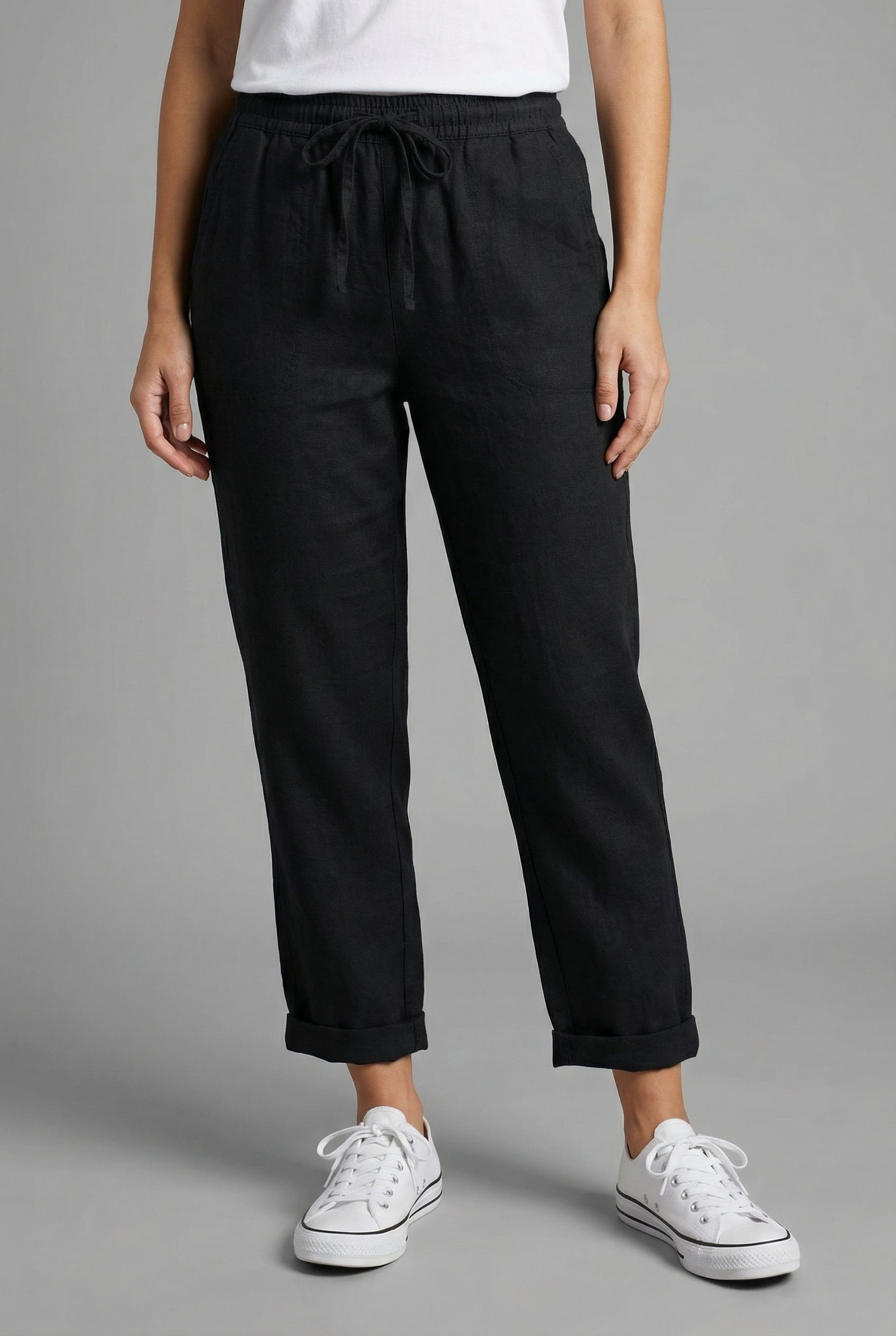 Women's Lightweight Linnen Style Trousers – Drawstring Waist Everyday Comfort