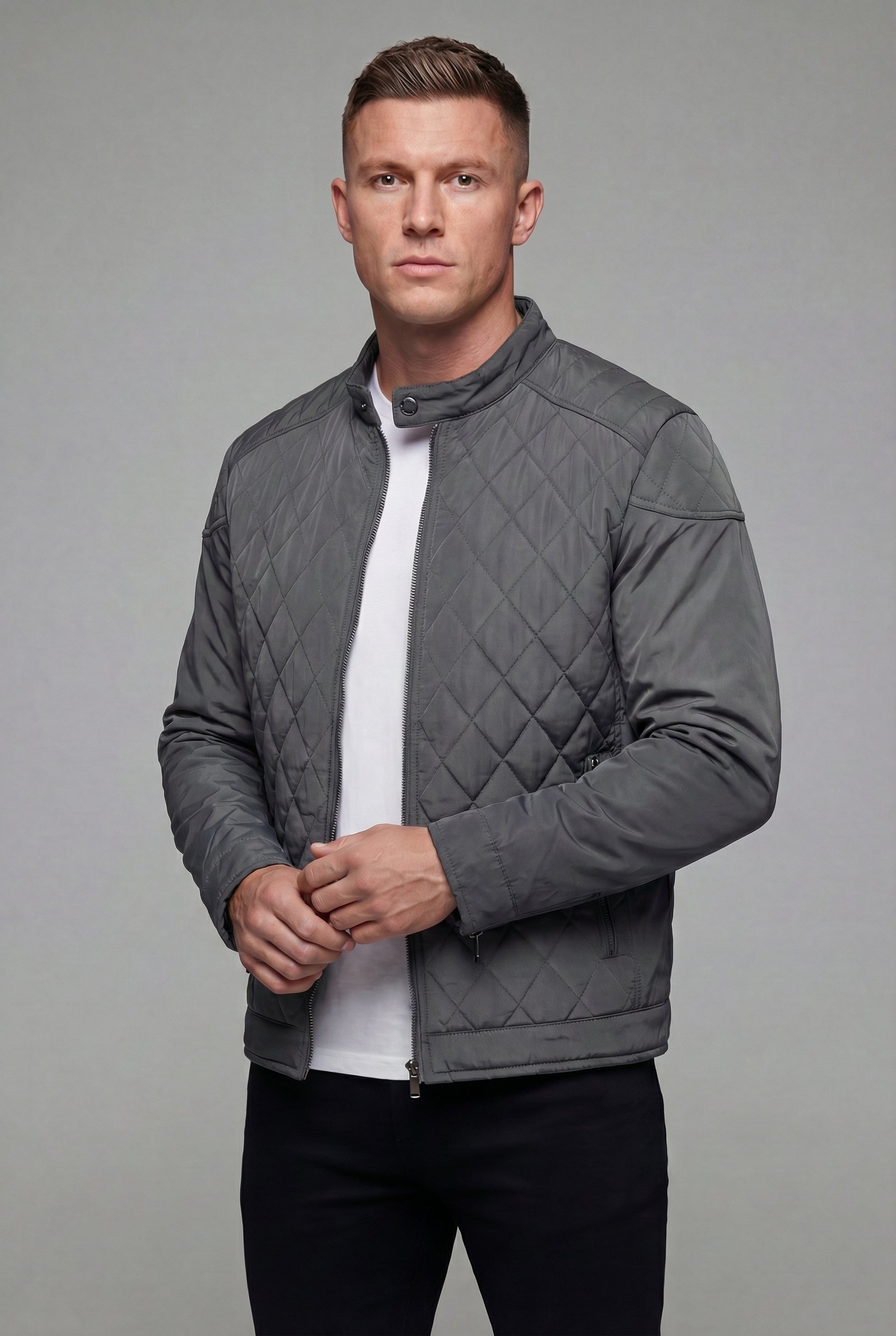 Men’s Lightweight Quilted Spring Jacket Stand Collar