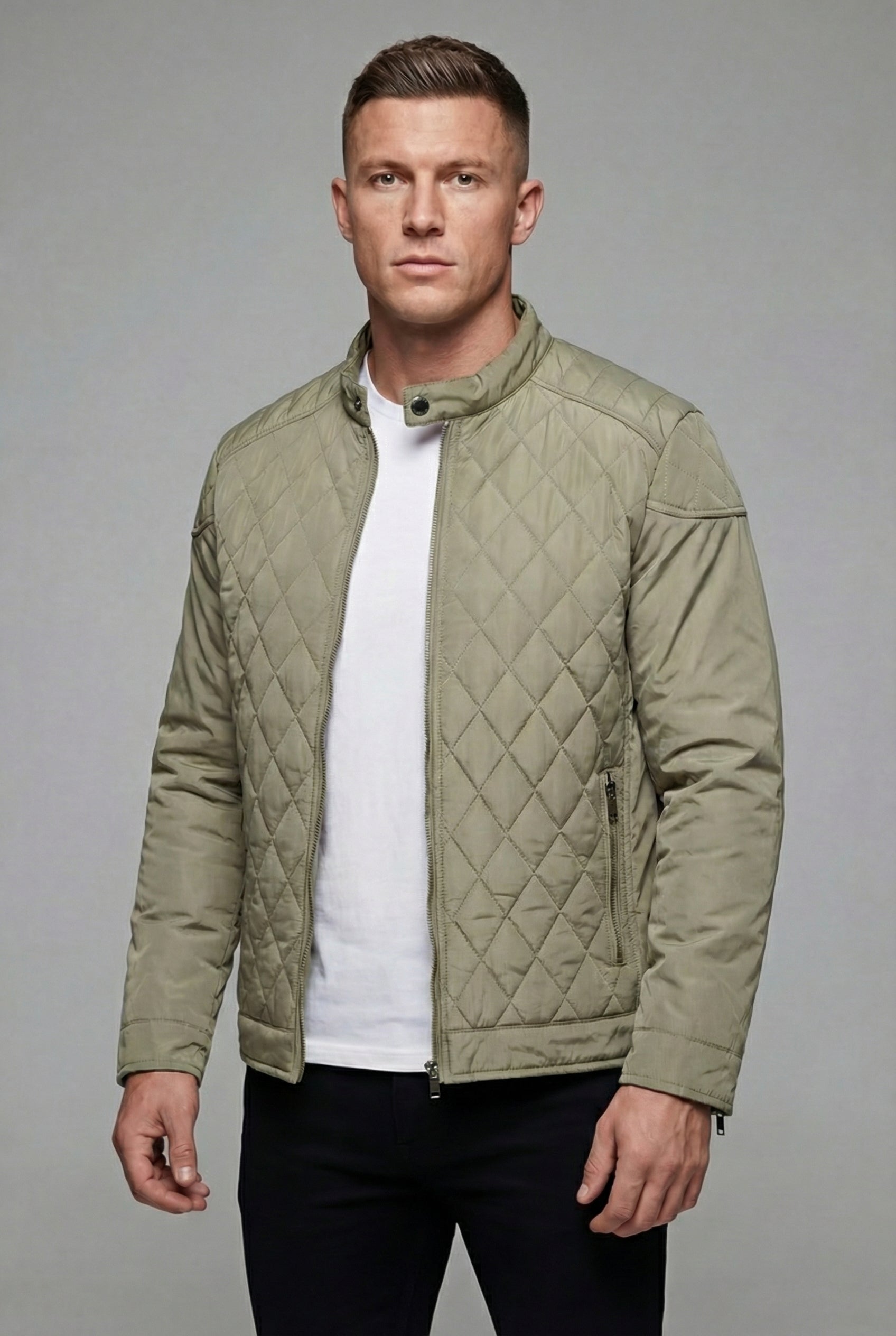 Men’s Lightweight Quilted Spring Jacket Stand Collar