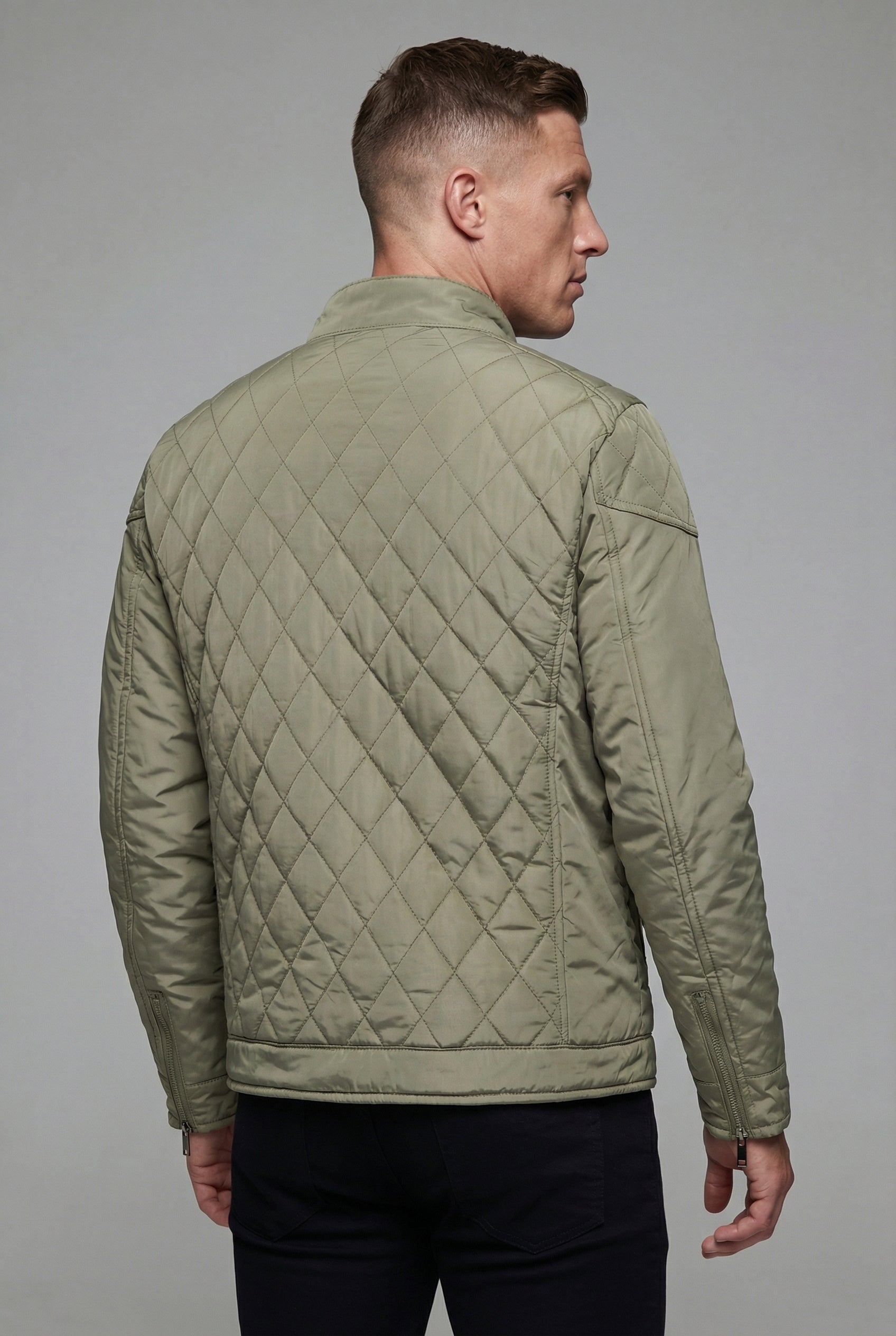 Men’s Lightweight Quilted Spring Jacket Stand Collar