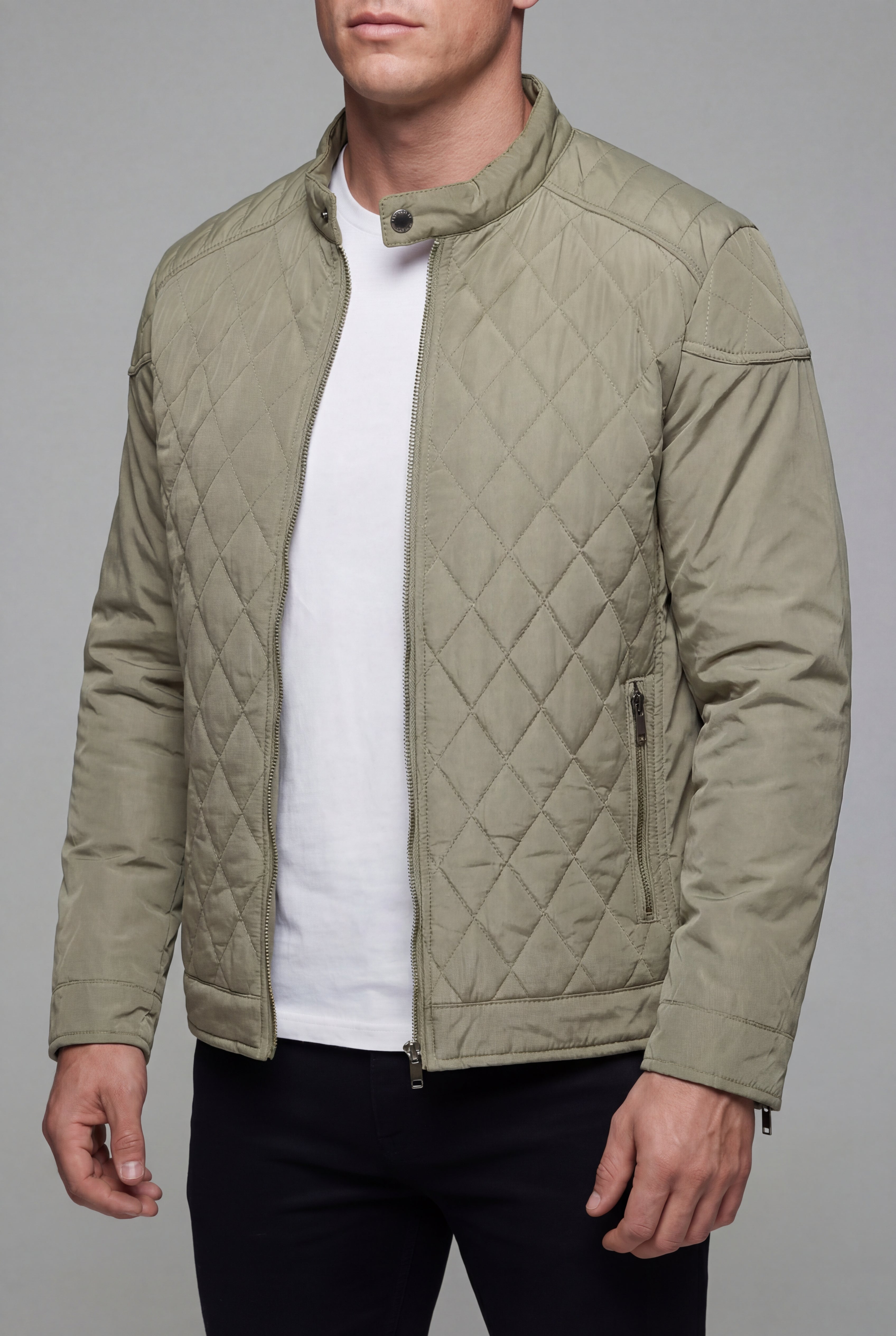 Men’s Lightweight Quilted Spring Jacket Stand Collar