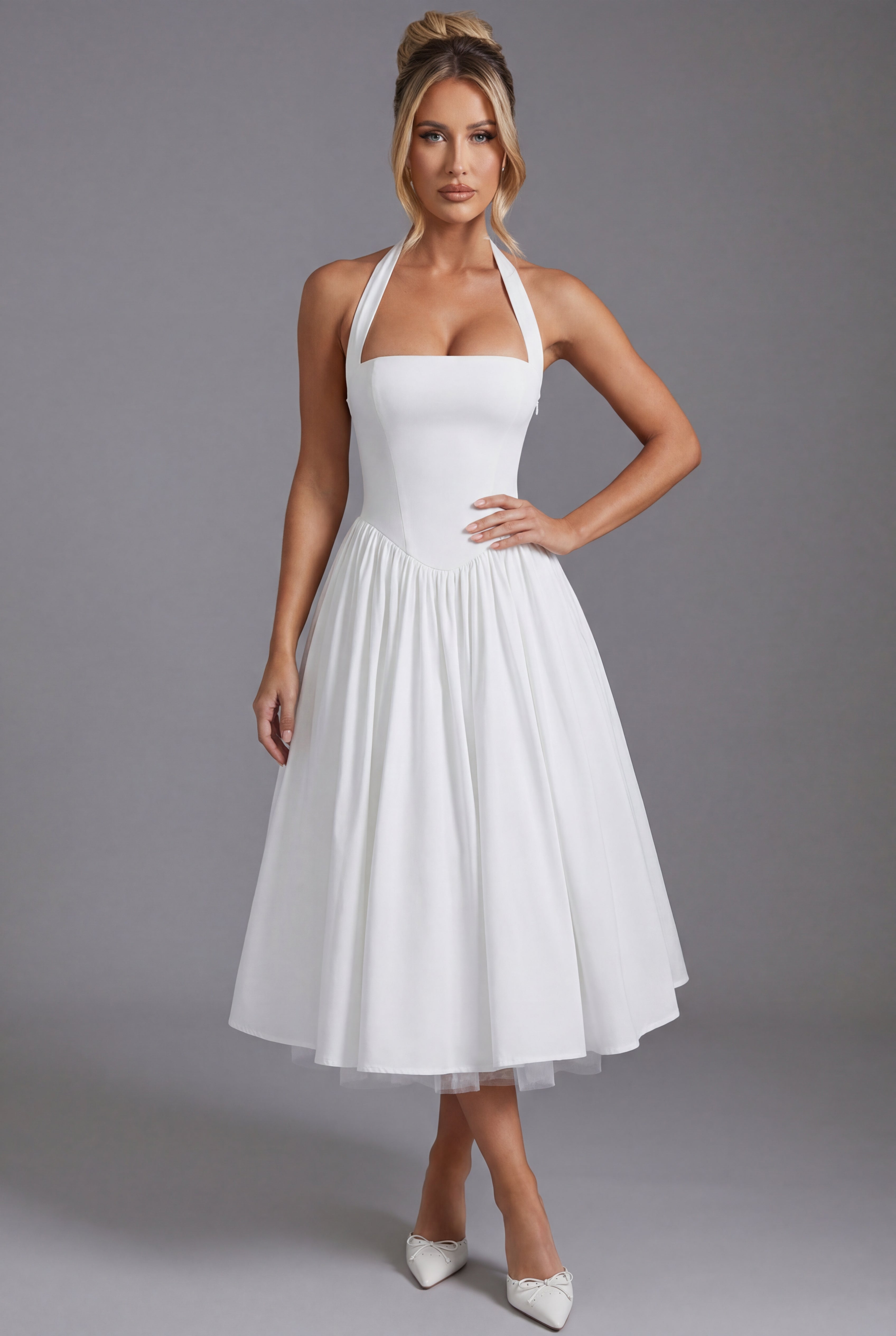 Women’s Ascot Elegant A Line Halter Midi Dress