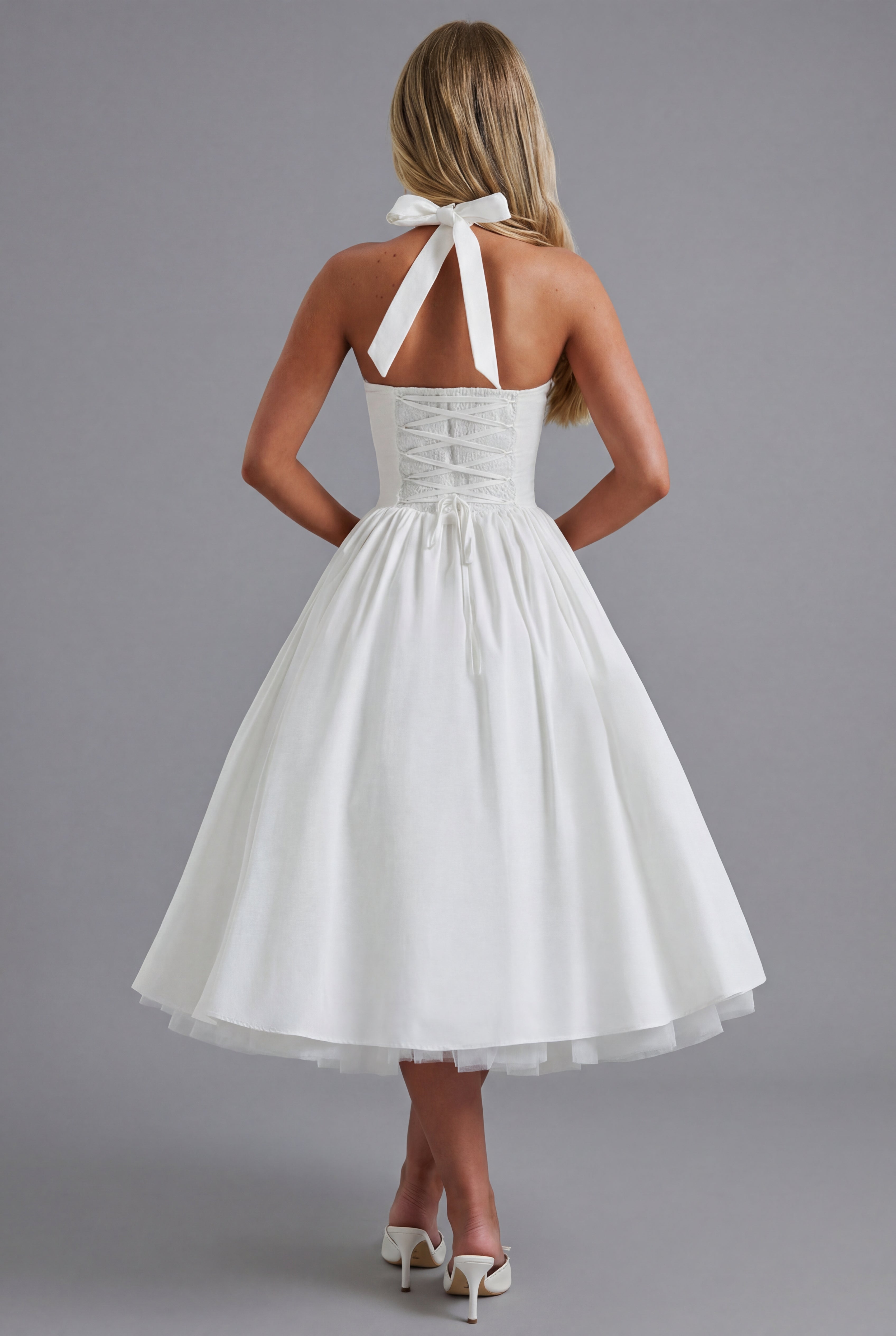 Women’s Ascot Elegant A Line Halter Midi Dress