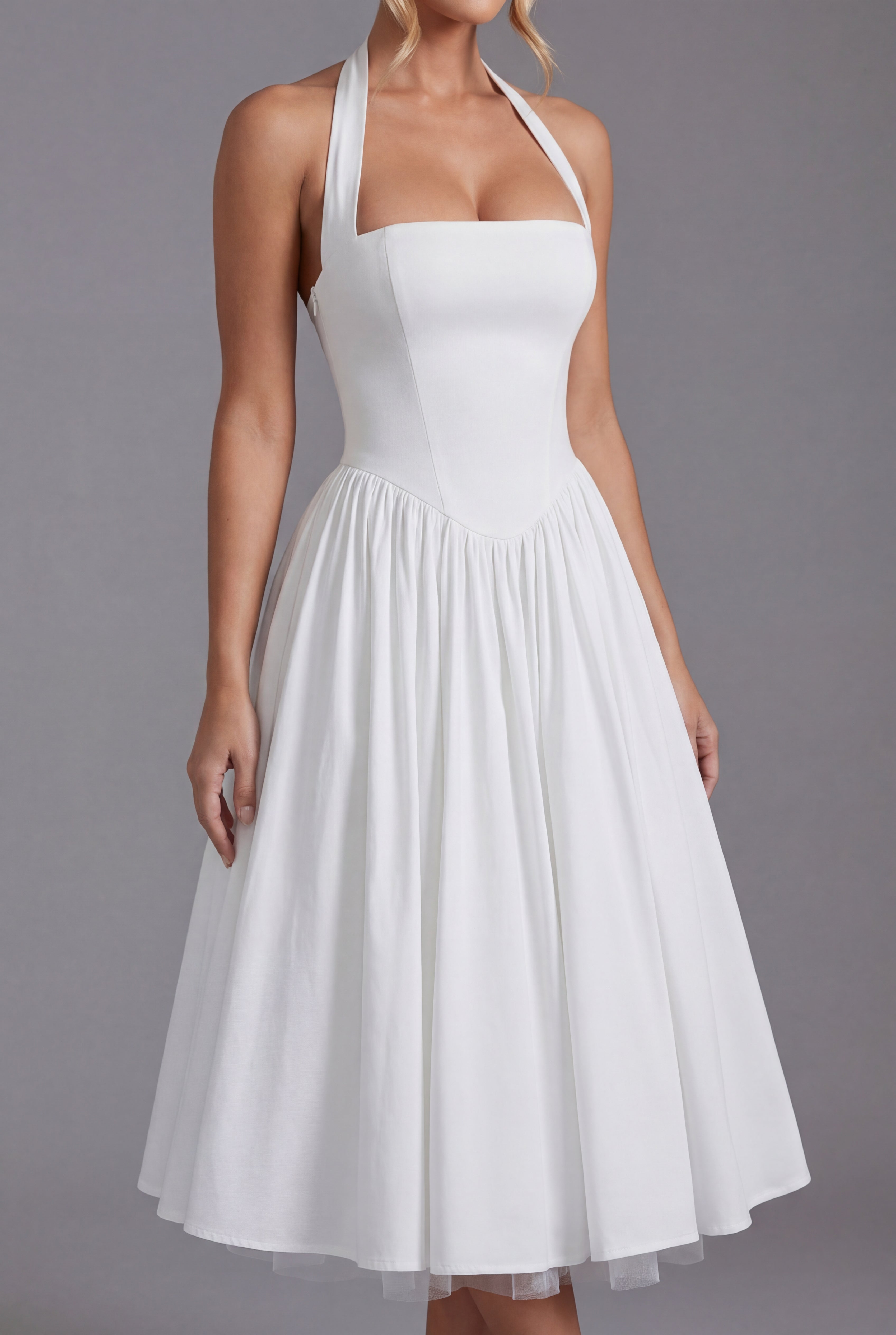 Women’s Ascot Elegant A Line Halter Midi Dress