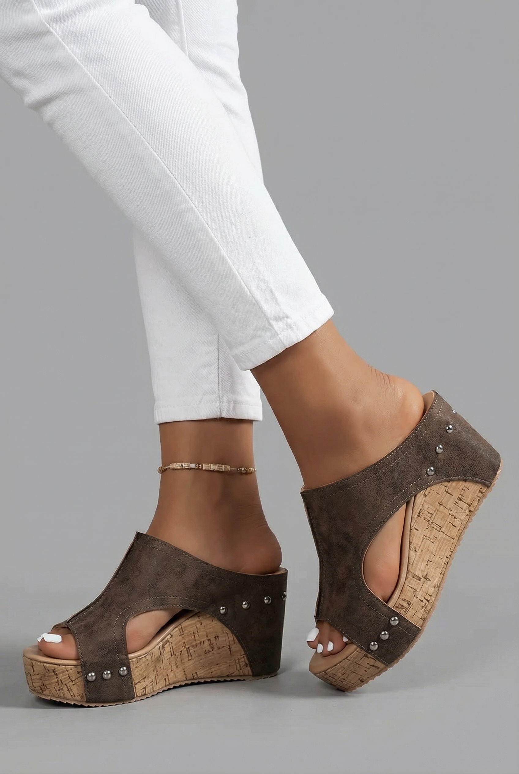 Women’s Elegant Retro Platform Wedge Sandals Slip On Open Toe