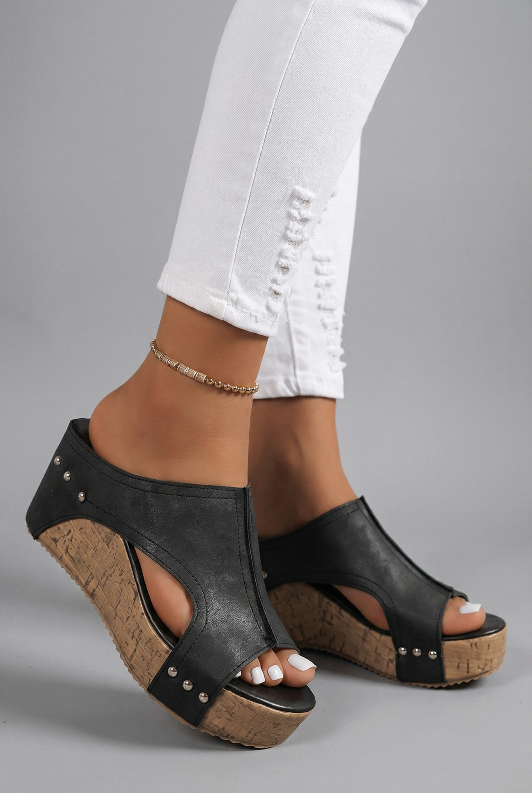 Women’s Elegant Retro Platform Wedge Sandals Slip On Open Toe