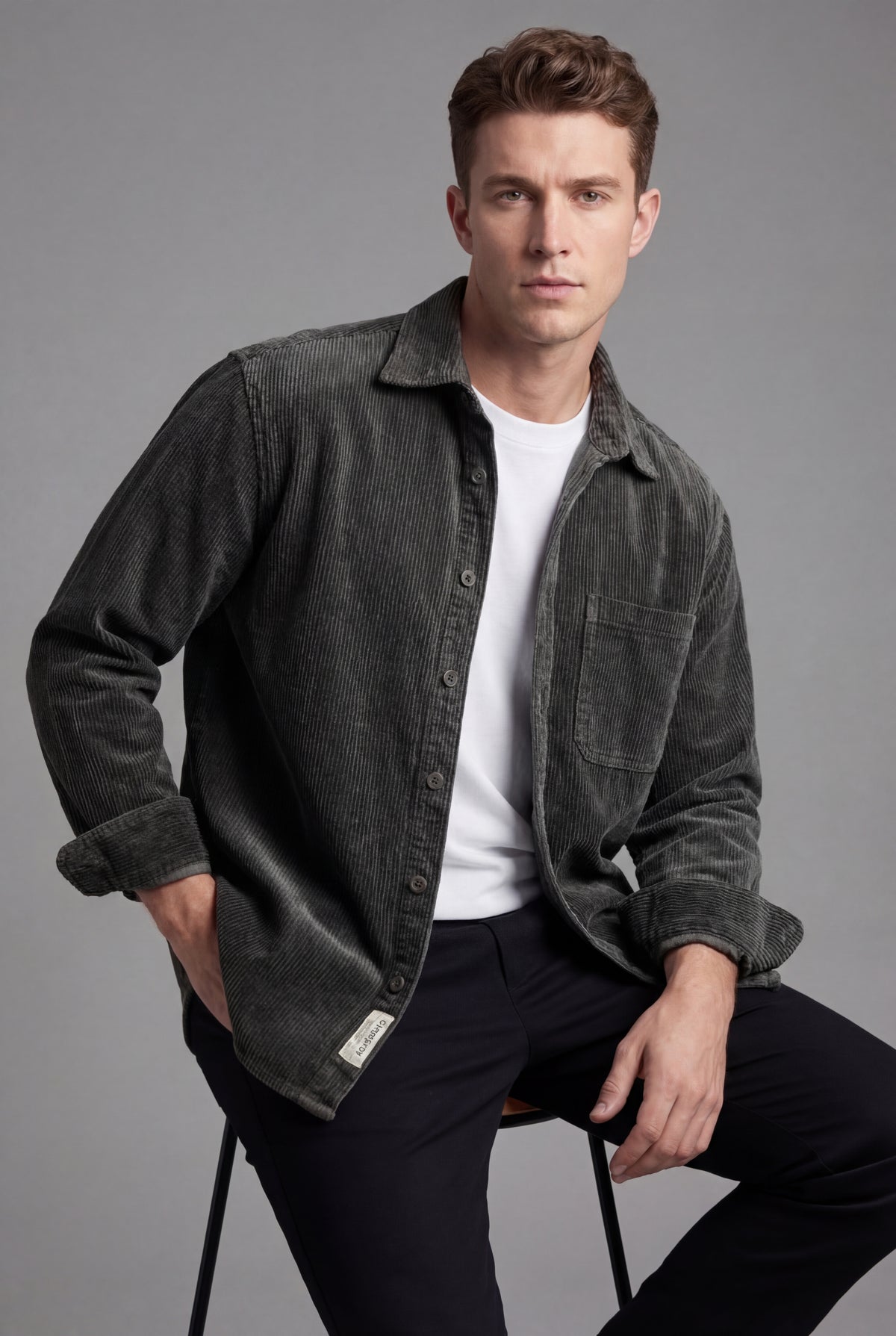 Men's Corduroy Overshirt – Textured Finish, Reinforced Seams & Easy Layering