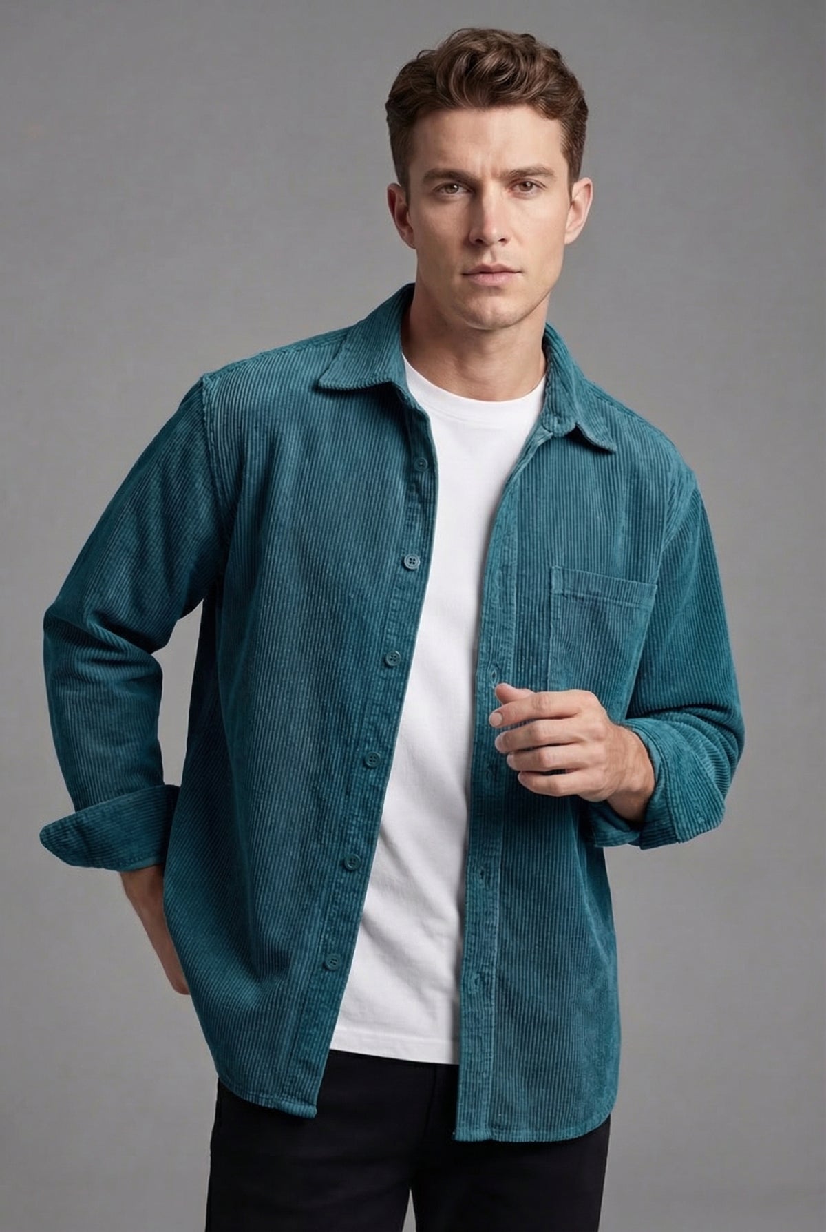 Men's Corduroy Overshirt – Textured Finish, Reinforced Seams & Easy Layering