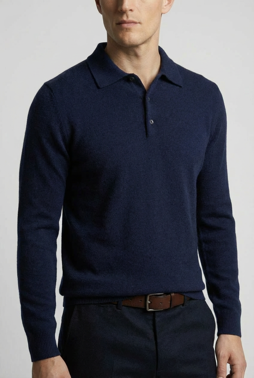 Men’s Merino Wool Style Polo Knit Jumper