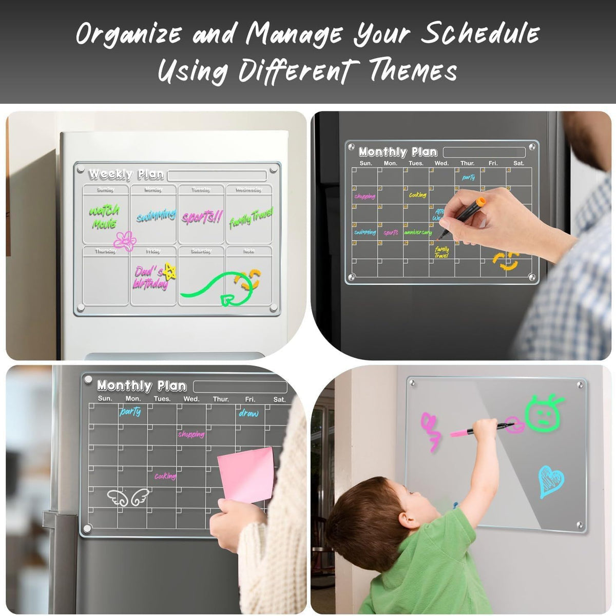 Acrylic Magnetic Dry Erase Fridge Calendar Planner