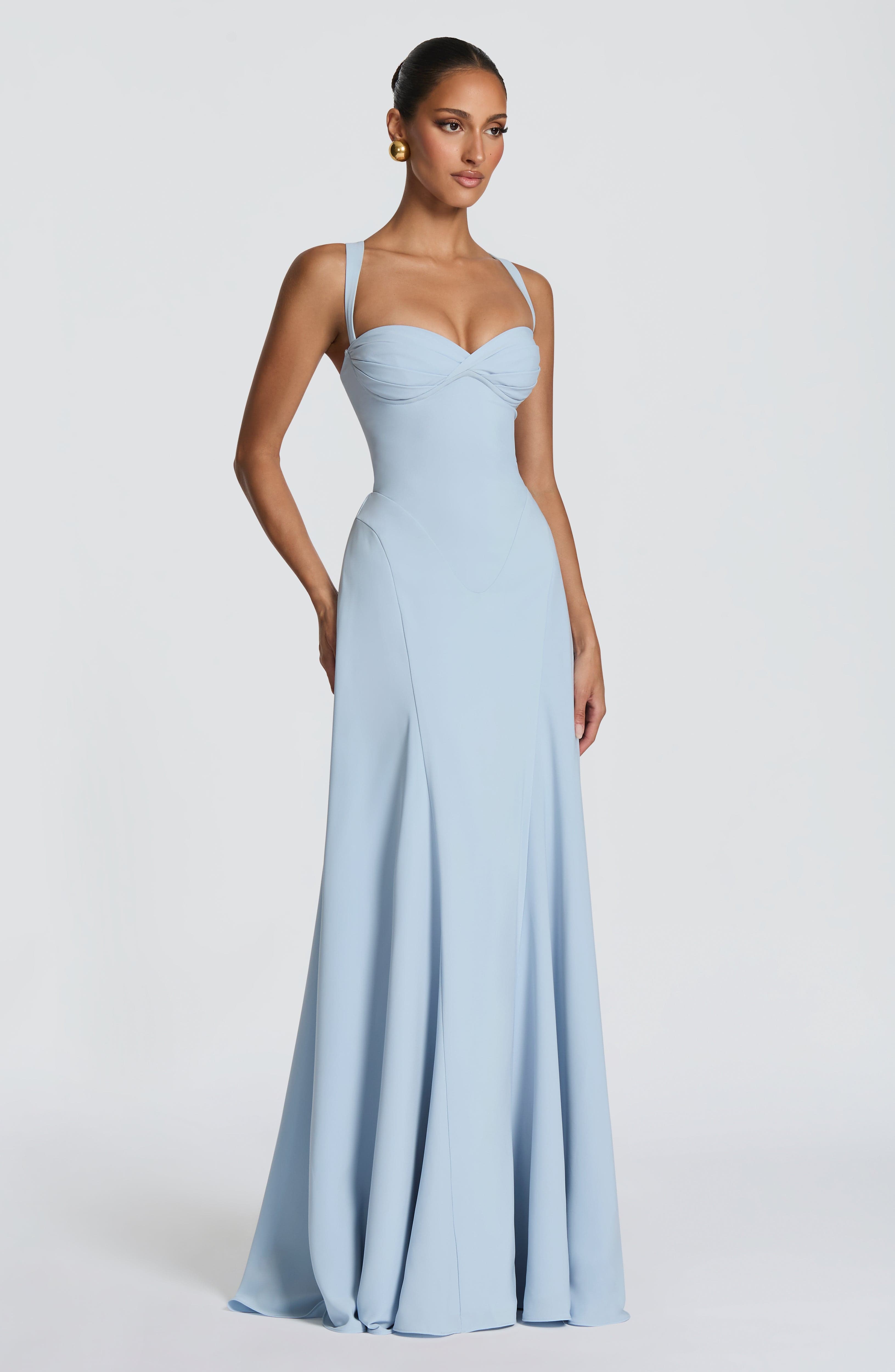 Corset Bodice A Line Flared Prom Maxi Dress