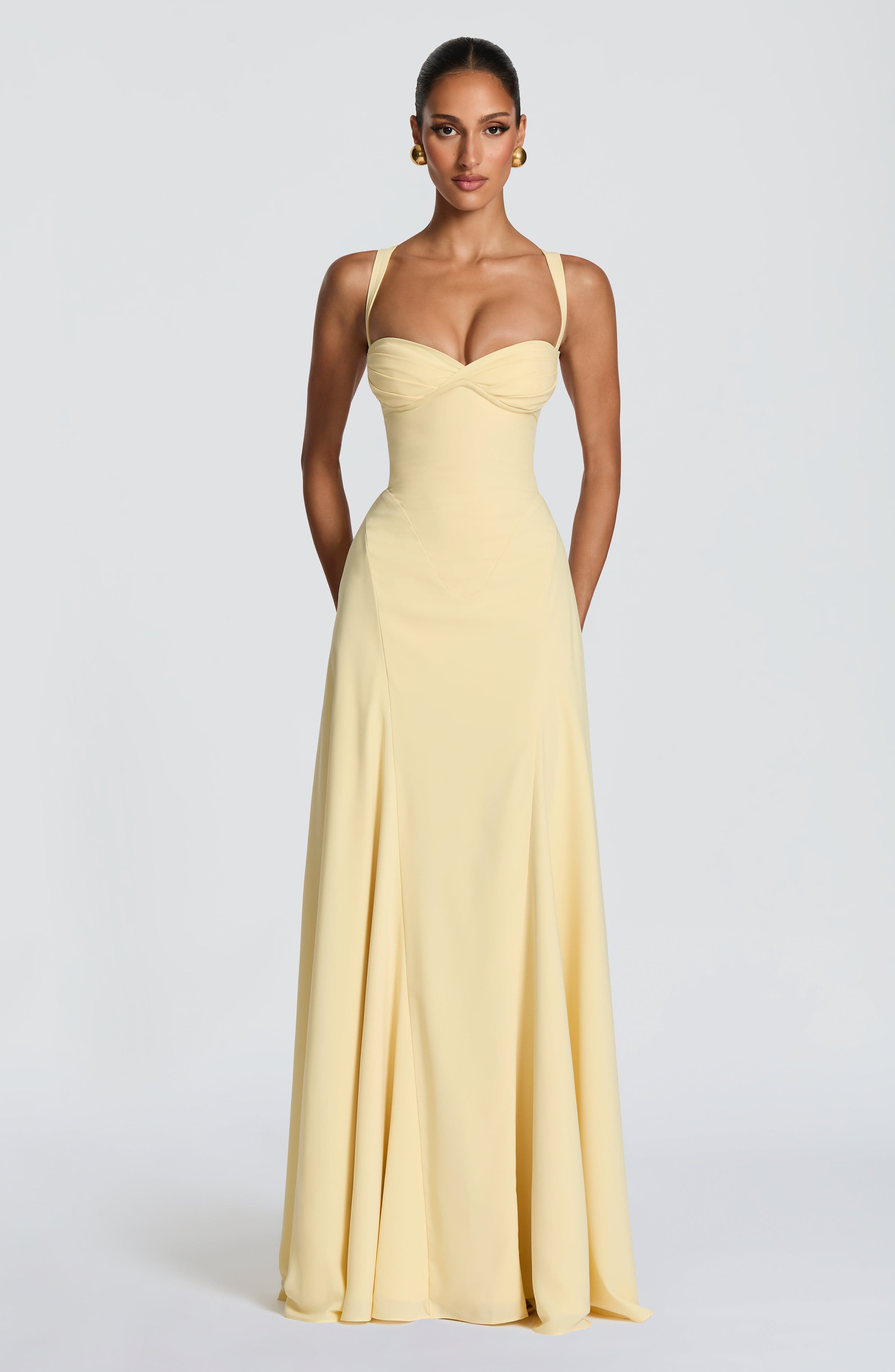 Corset Bodice A Line Flared Prom Maxi Dress