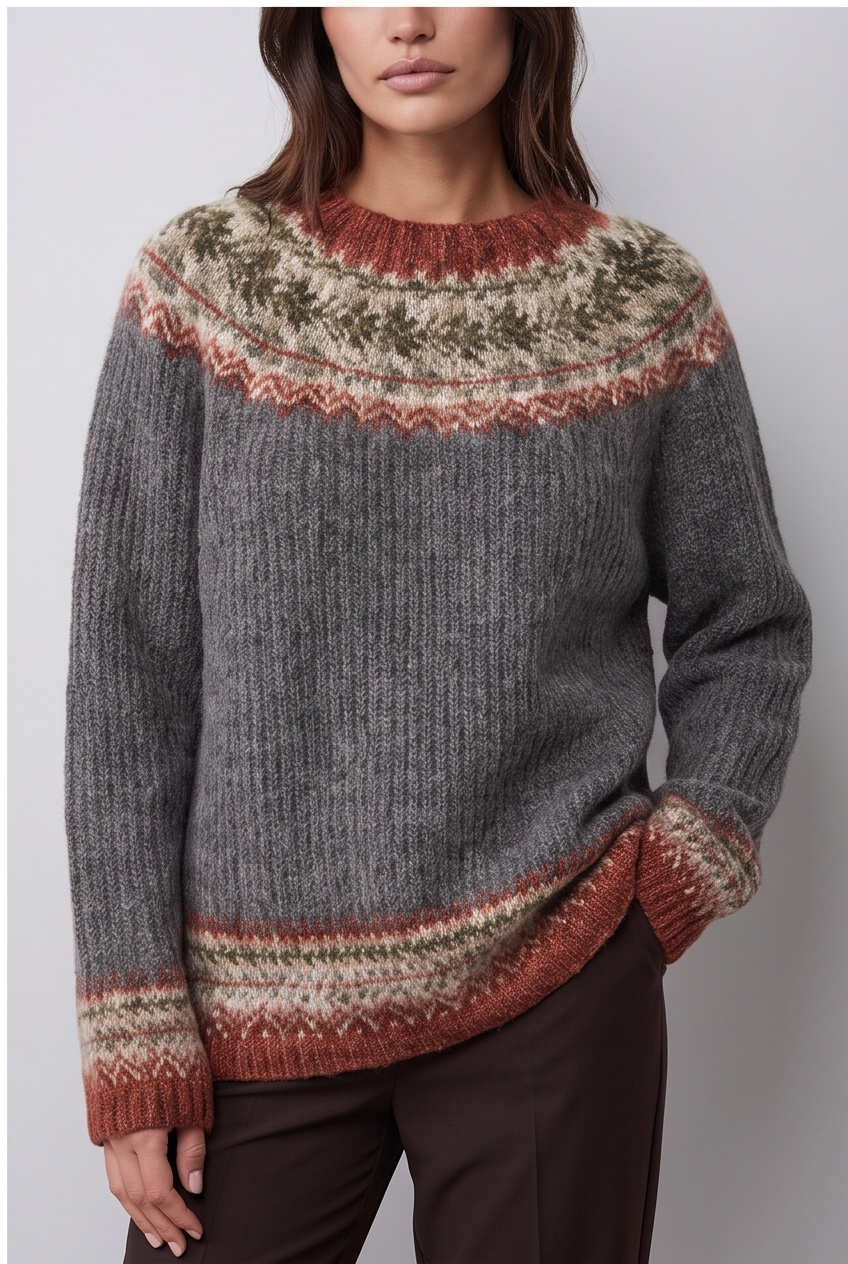 Cropped product-only view of the ribbed knit crew neck jumper, colourway 6