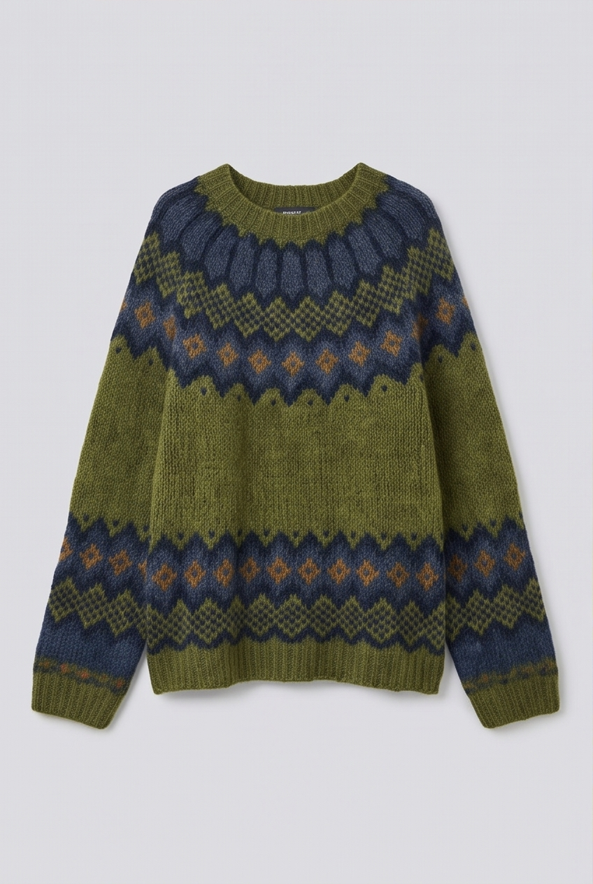 Flatlay of the ribbed knit crew neck jumper