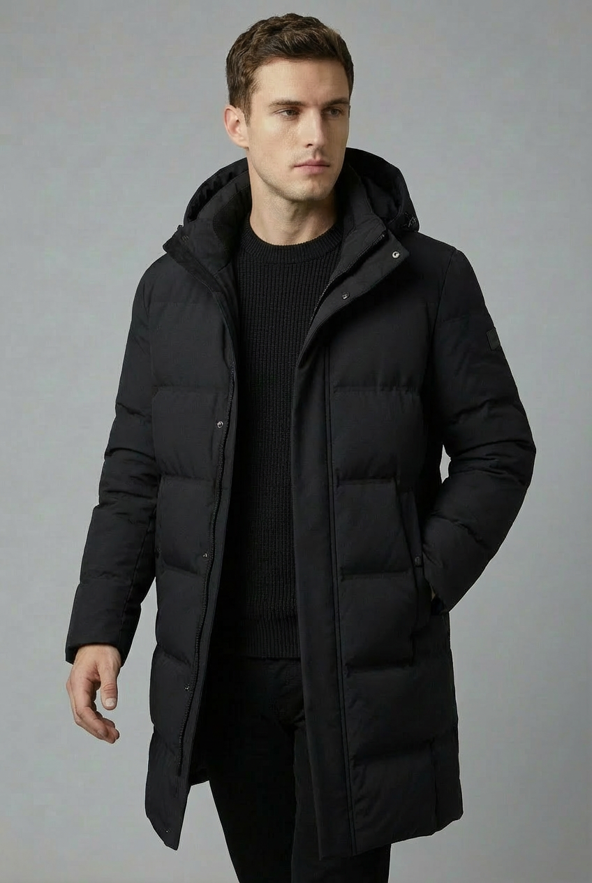 Men’s Insulated Hooded Winter Parka – Long Padded Winter Coat