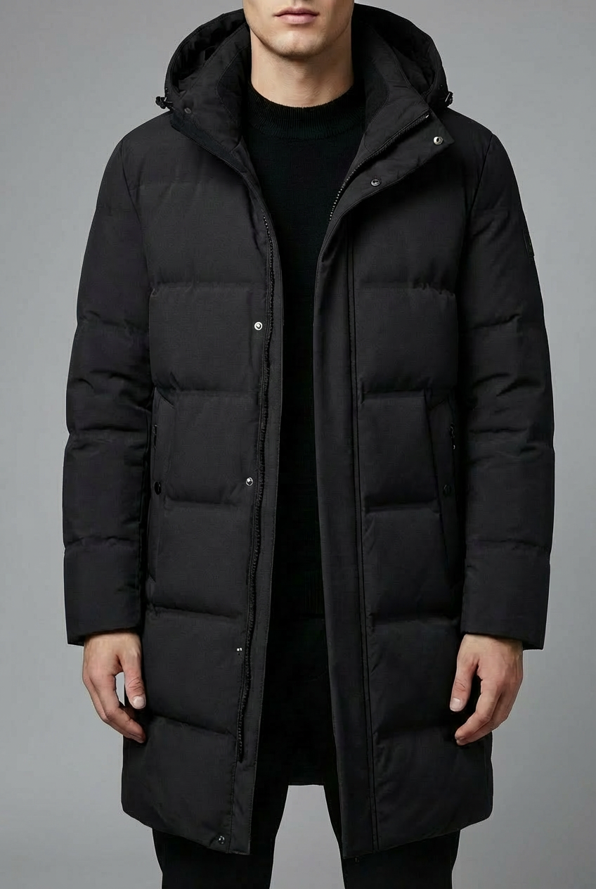 Men’s Insulated Hooded Winter Parka – Long Padded Winter Coat