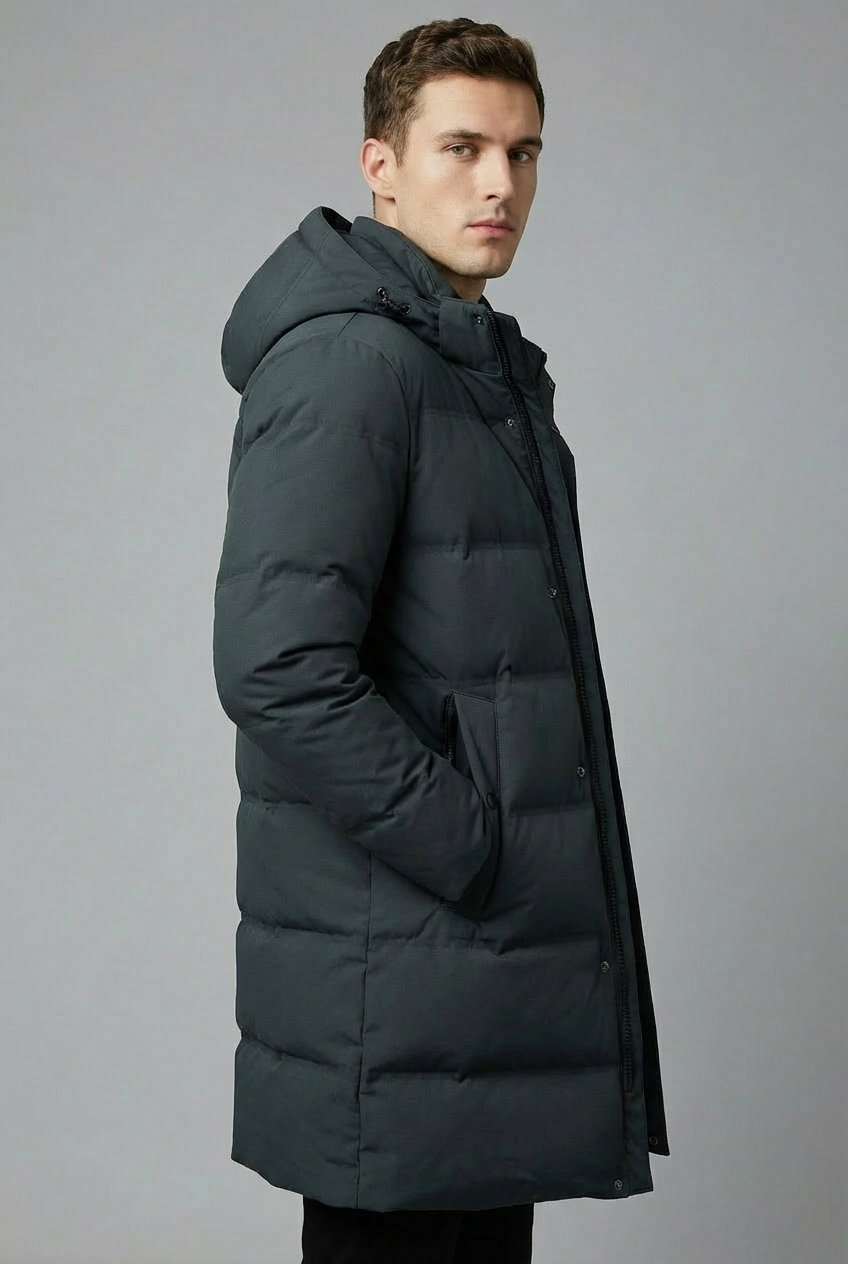 Men’s Insulated Hooded Winter Parka – Long Padded Winter Coat