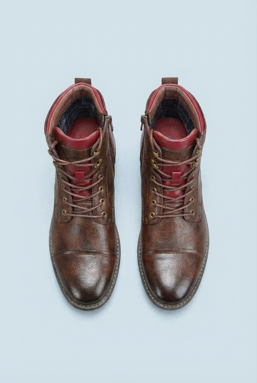 Men’s Classic Brown Zip Dual Closure Smart Casual Ankle Lace Boots