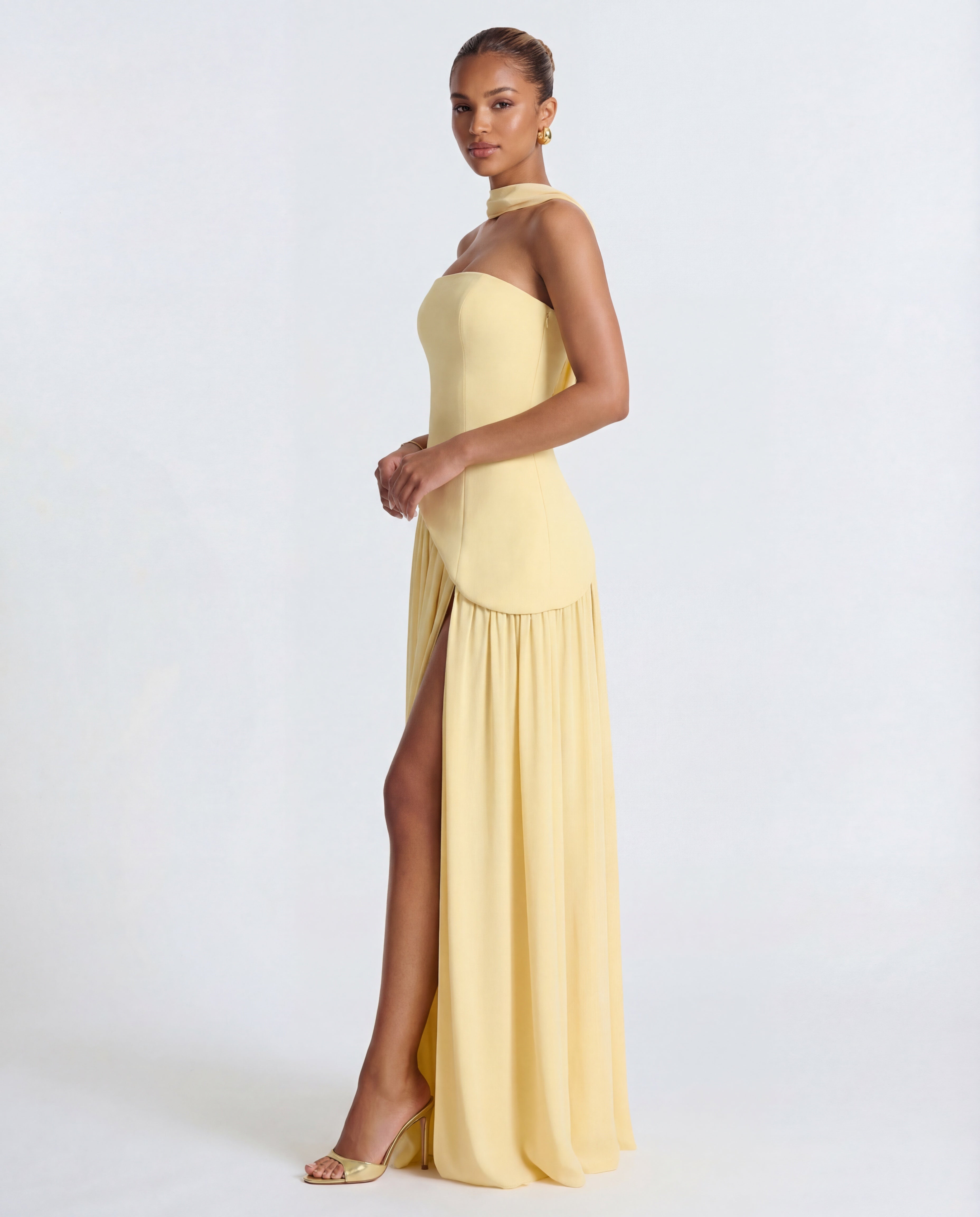 Strapless Corset High Split Occasion Maxi Dress