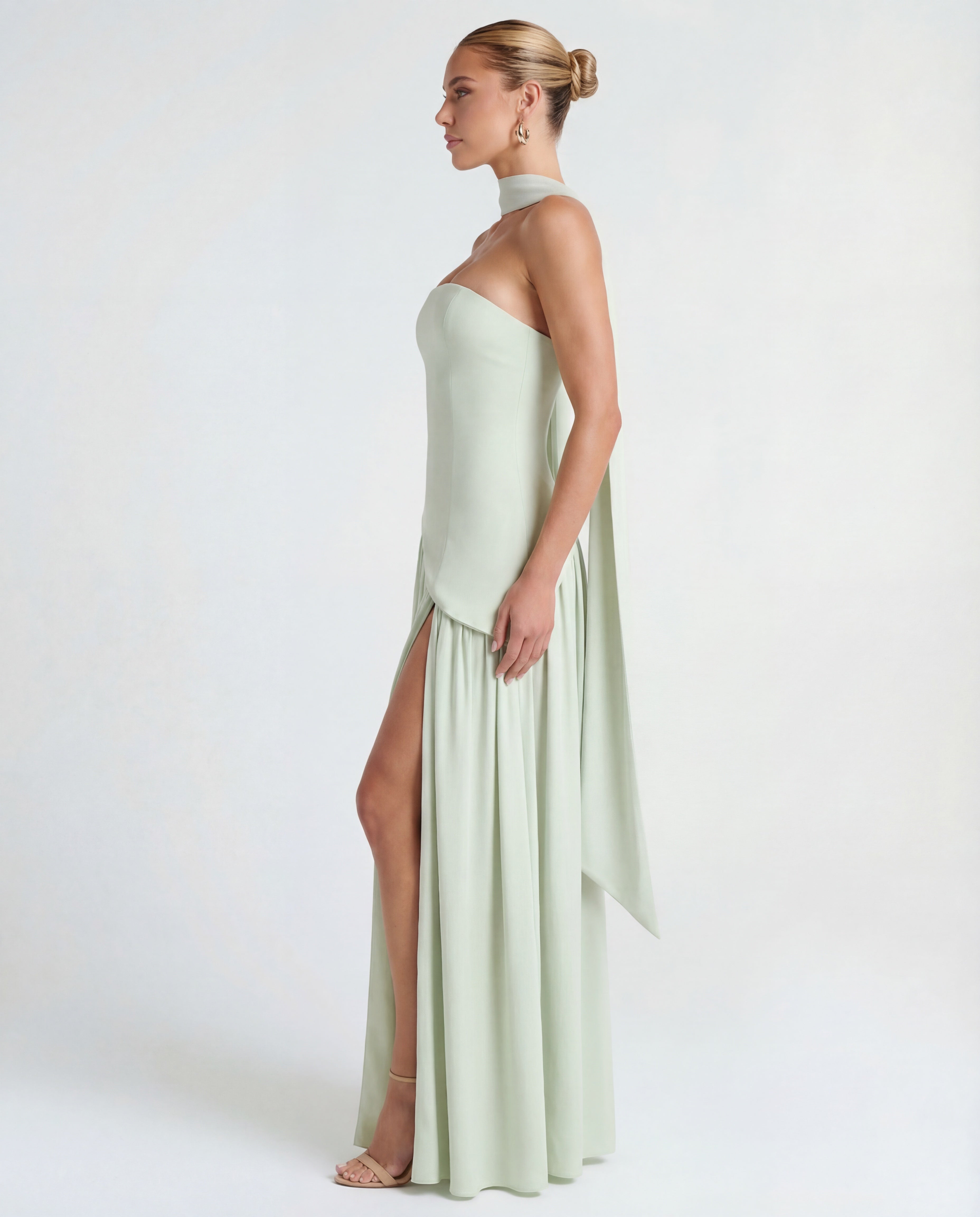 Strapless Corset High Split Occasion Maxi Dress