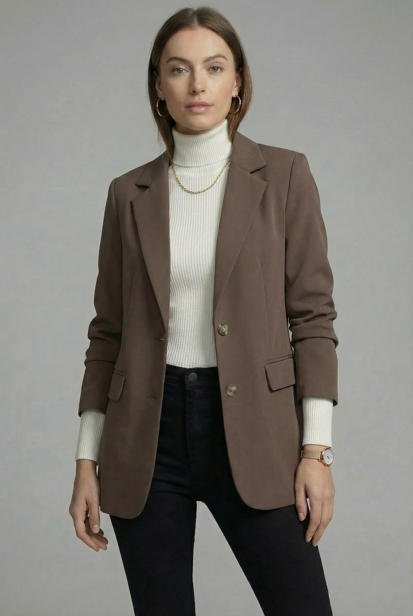 Women’s Coffee Tailored Blazer Casual Business Wear