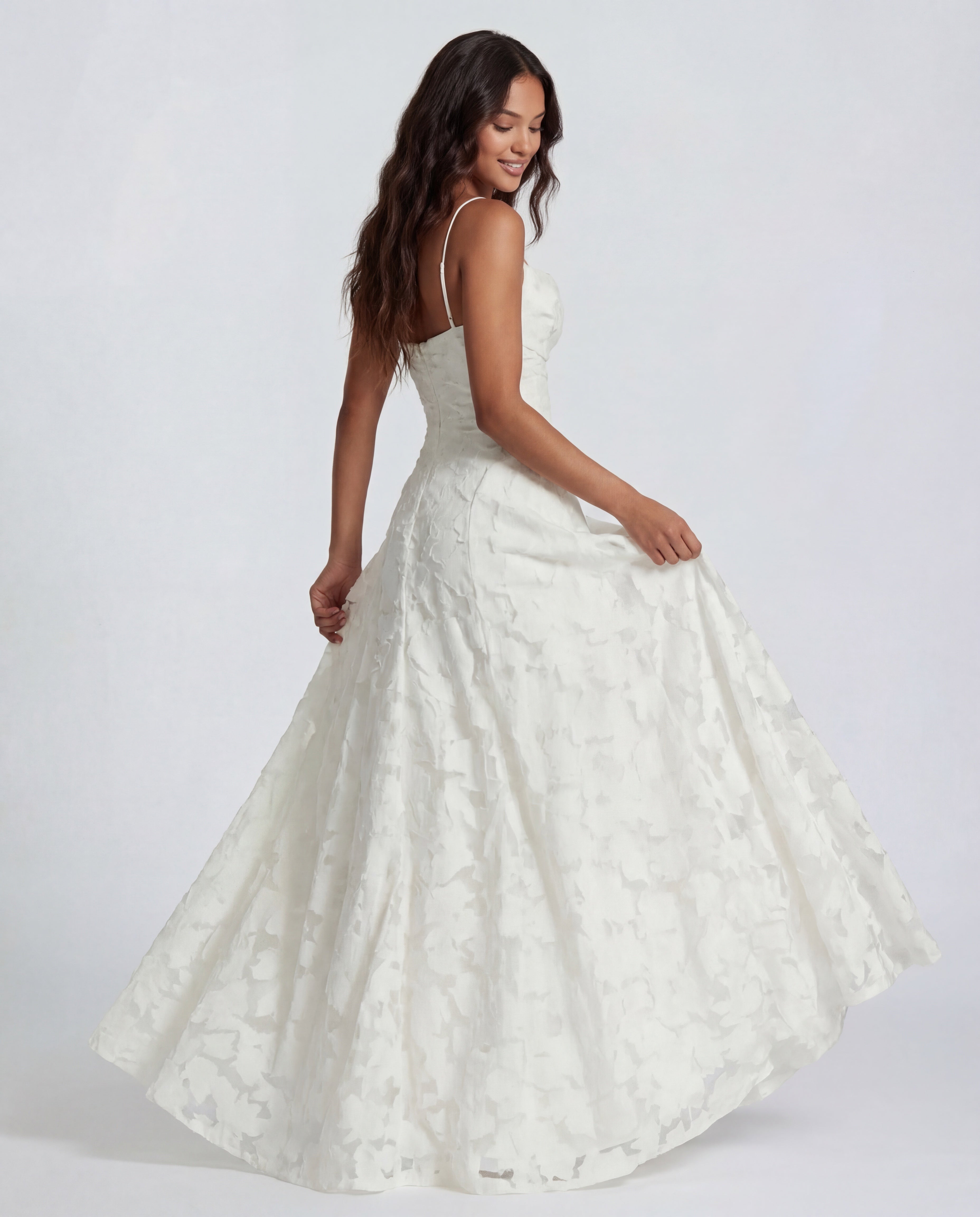 Strappy Cowl Neck Floral Textured Occasion Maxi Dress