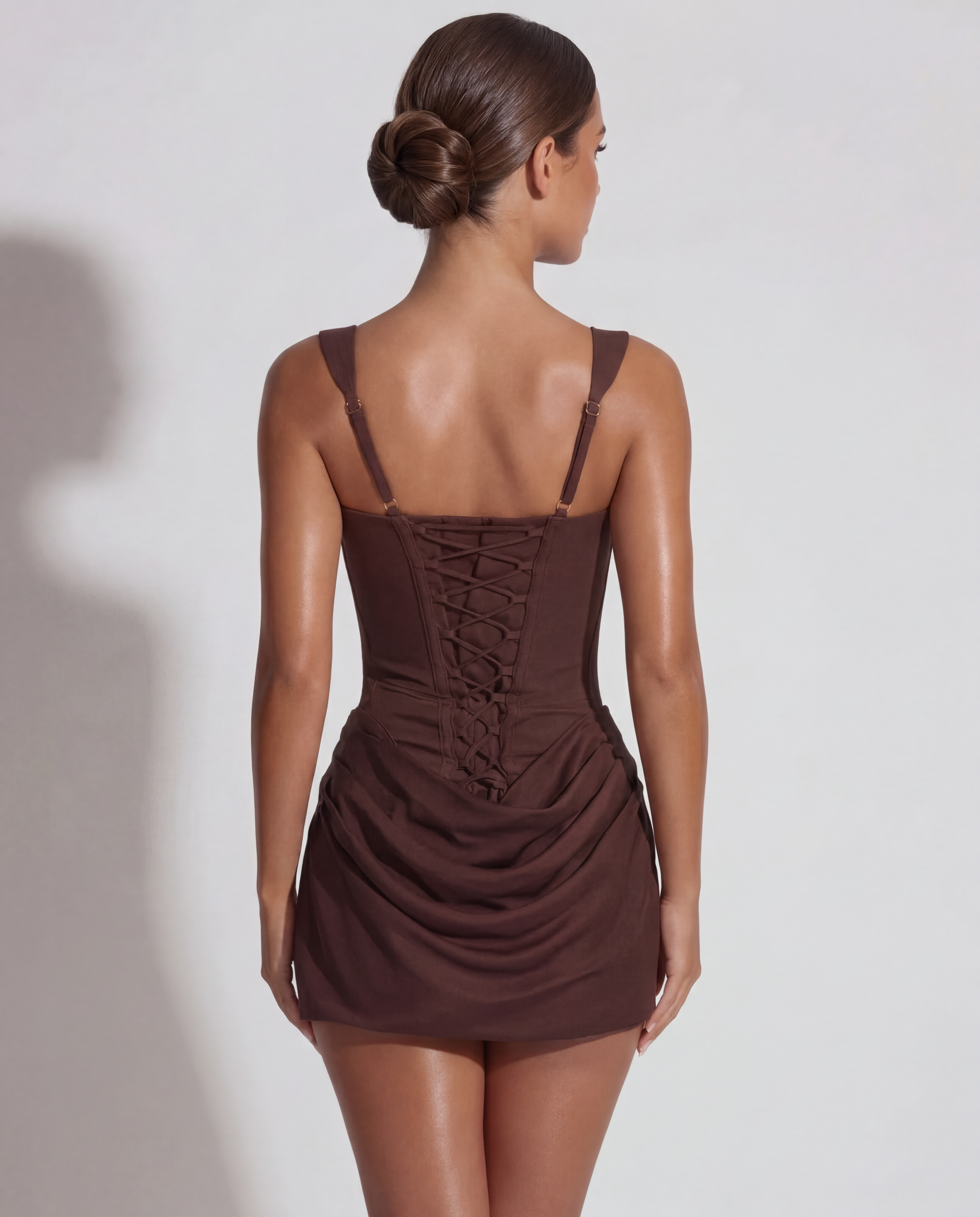 Square Neck Corset Ruched Bodycon Mini Party Dress