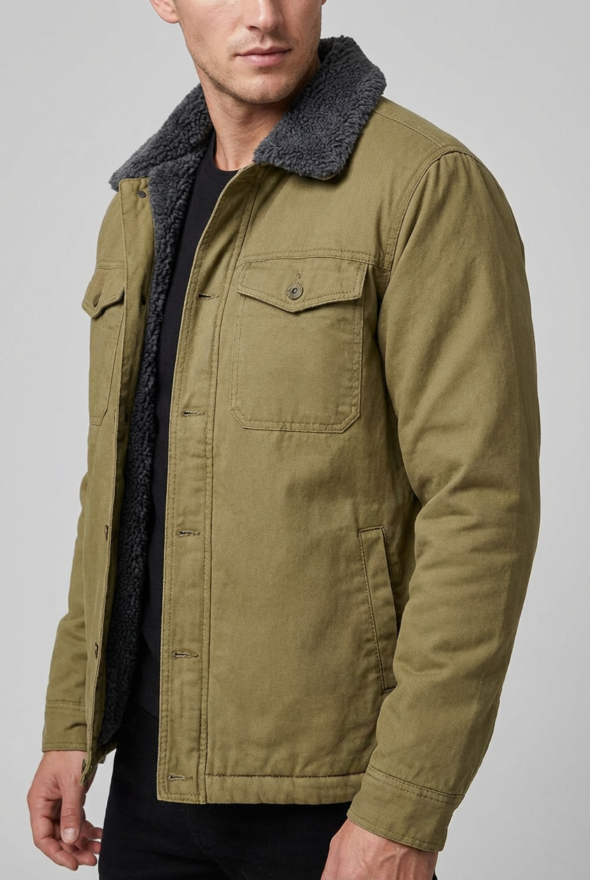 Men's Warm Sherpa Lined Casual Jacket