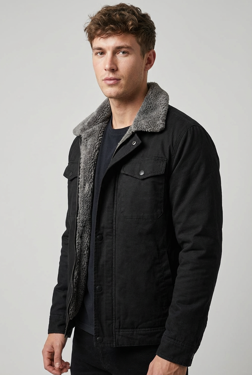 Men's Warm Sherpa Lined Casual Jacket