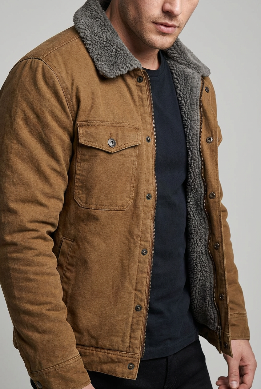Men's Warm Sherpa Lined Casual Jacket