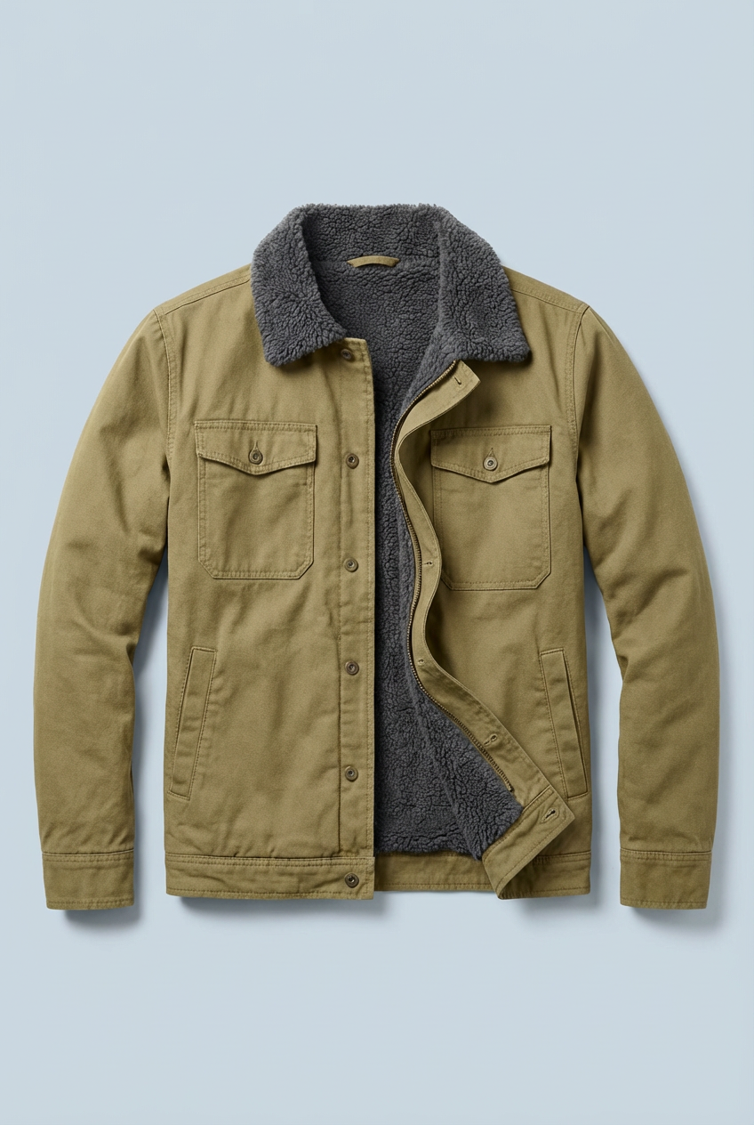 Men's Warm Sherpa Lined Casual Jacket