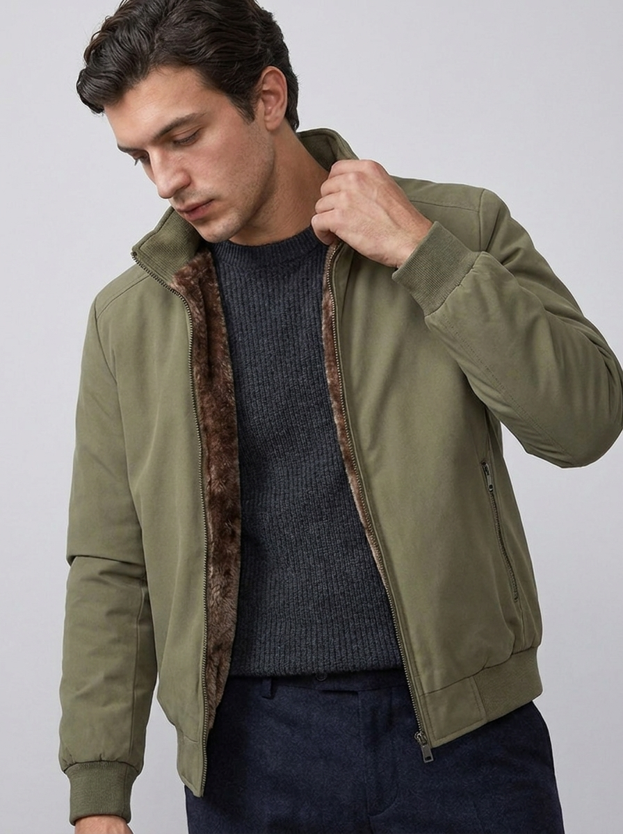 Men’s Lightweight Fleece Lining Bomber Jacket