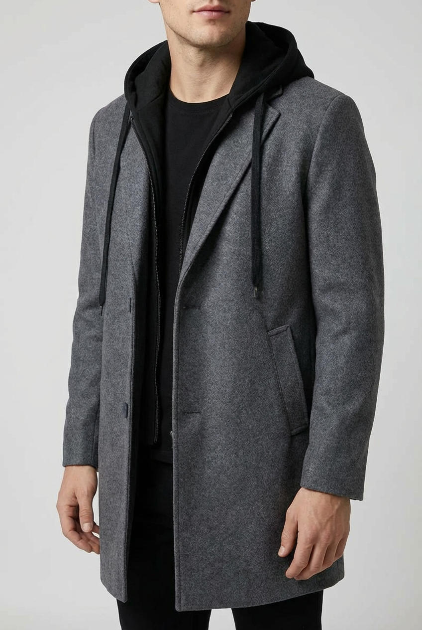 Men's Elegant Warm Fleece Lining Long Coat