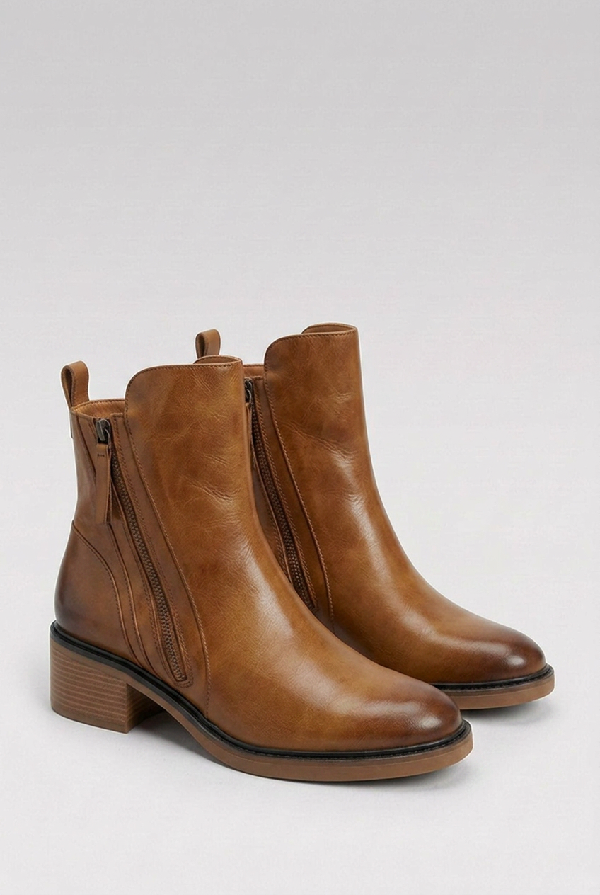 Block Heel Zip Front Orthopaedic Ankle Boots Women
