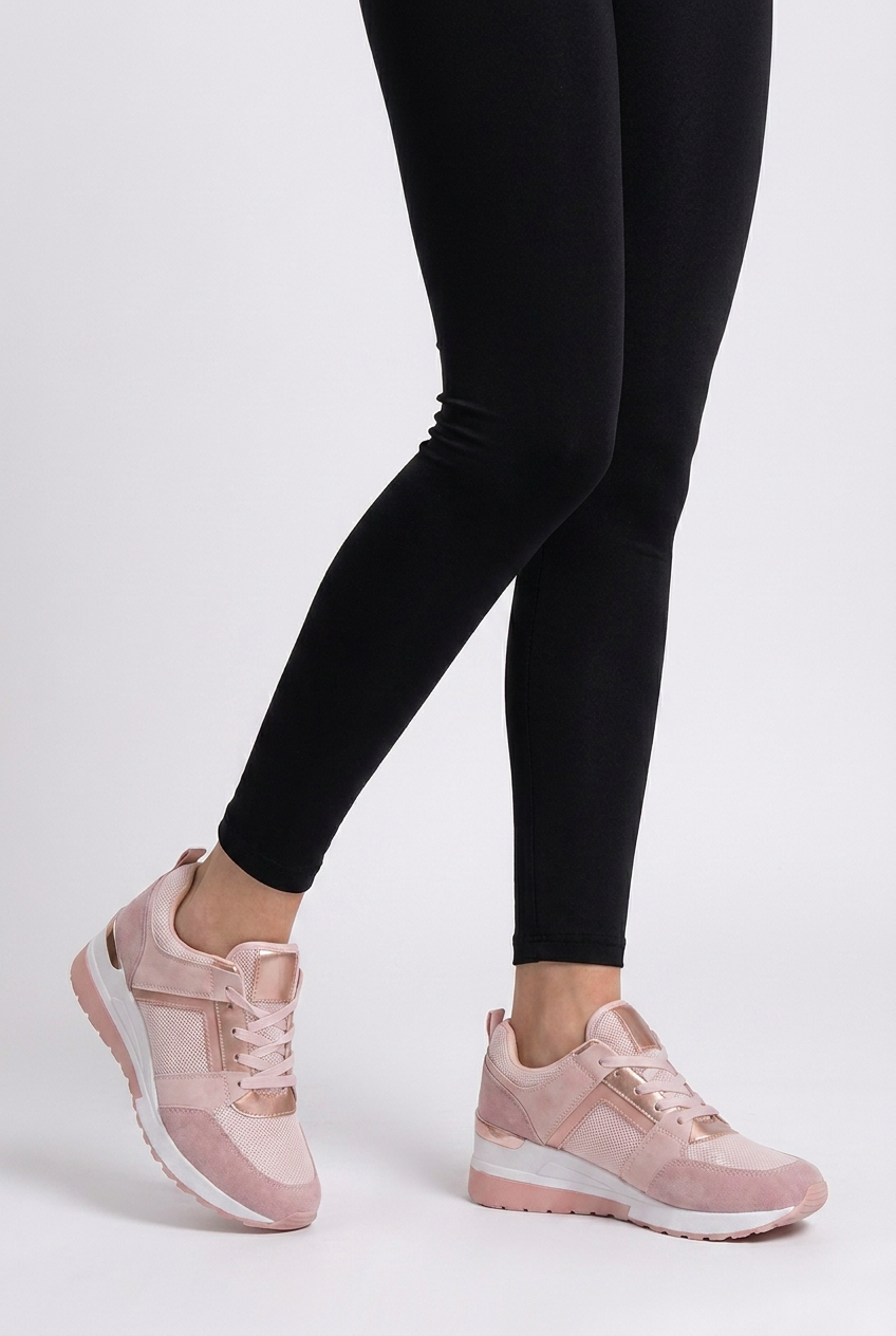Wedge Sole Metallic Trim Orthopaedic Trainers Women